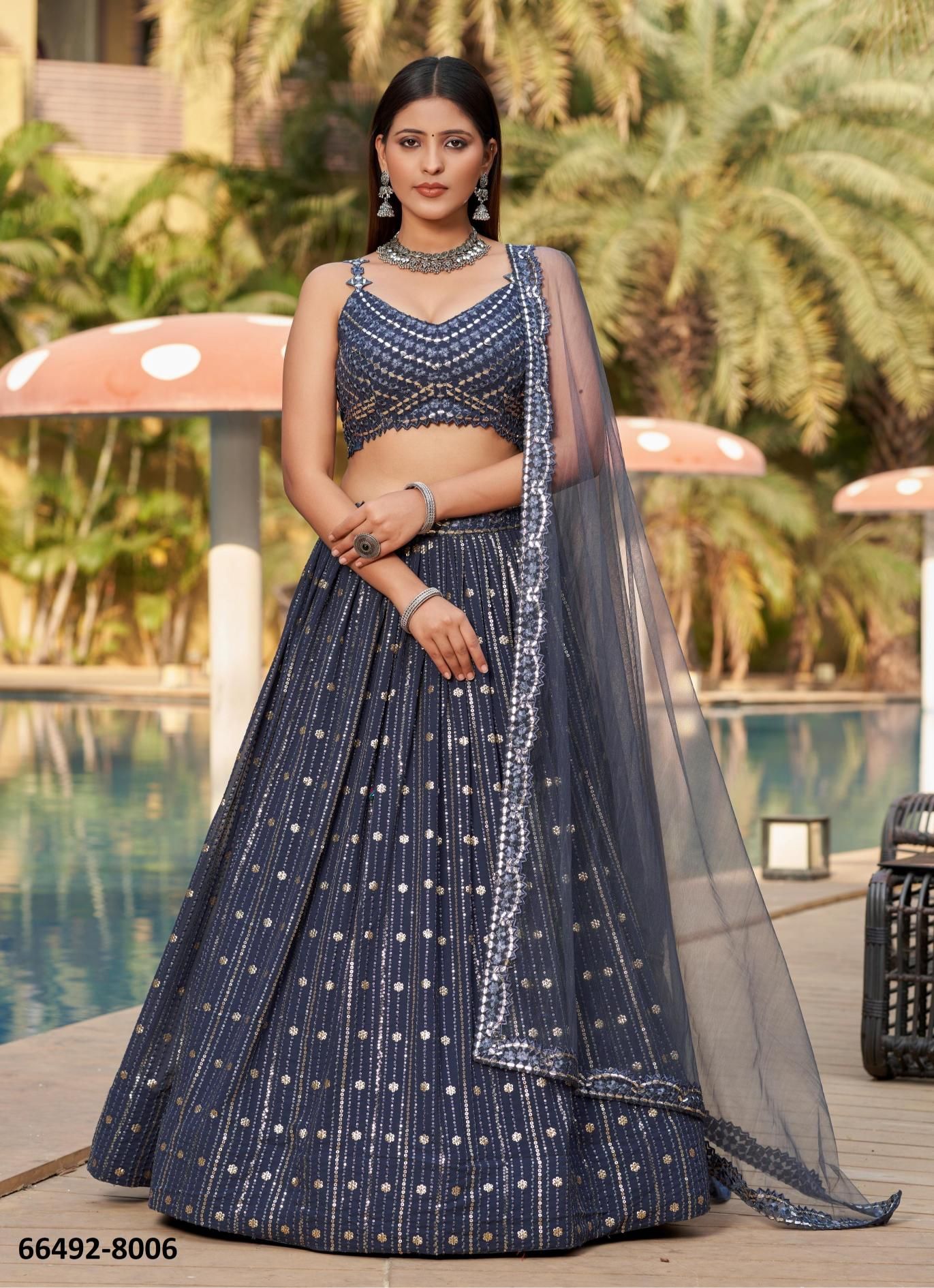 GOLDEN PALM - Catalog # 66492 (Set of 11 Semi-Stitched Lehengas) GOLDEN PALM - Catalog # 66492 (Set of 11 Semi-Stitched Lehengas)