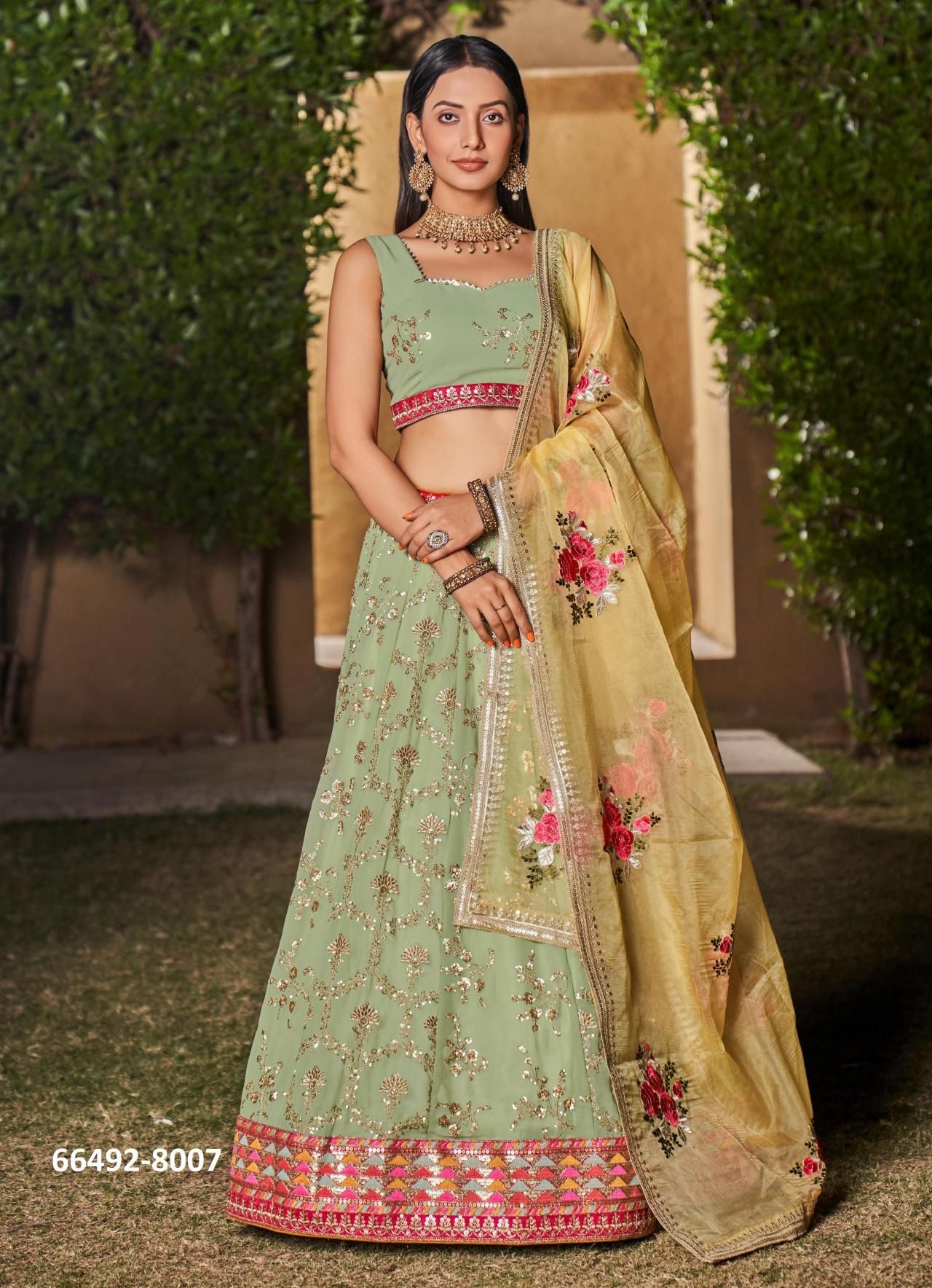 GOLDEN PALM - Catalog # 66492 (Set of 11 Semi-Stitched Lehengas) GOLDEN PALM - Catalog # 66492 (Set of 11 Semi-Stitched Lehengas)