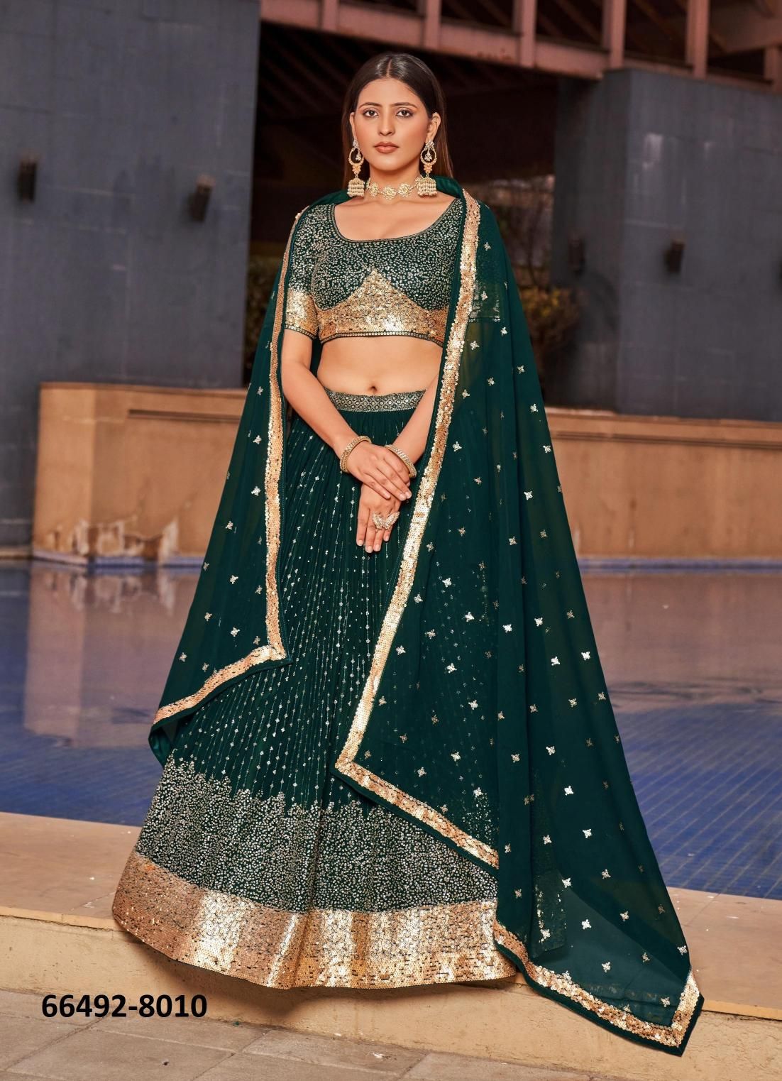 GOLDEN PALM - Catalog # 66492 (Set of 11 Semi-Stitched Lehengas) GOLDEN PALM - Catalog # 66492 (Set of 11 Semi-Stitched Lehengas)