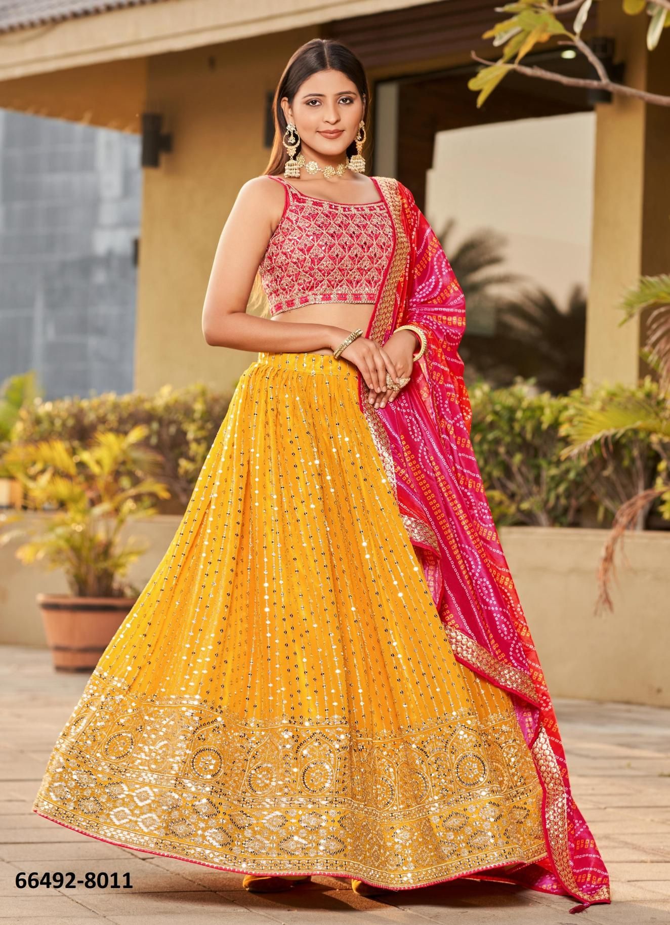 GOLDEN PALM - Catalog # 66492 (Set of 11 Semi-Stitched Lehengas) GOLDEN PALM - Catalog # 66492 (Set of 11 Semi-Stitched Lehengas)