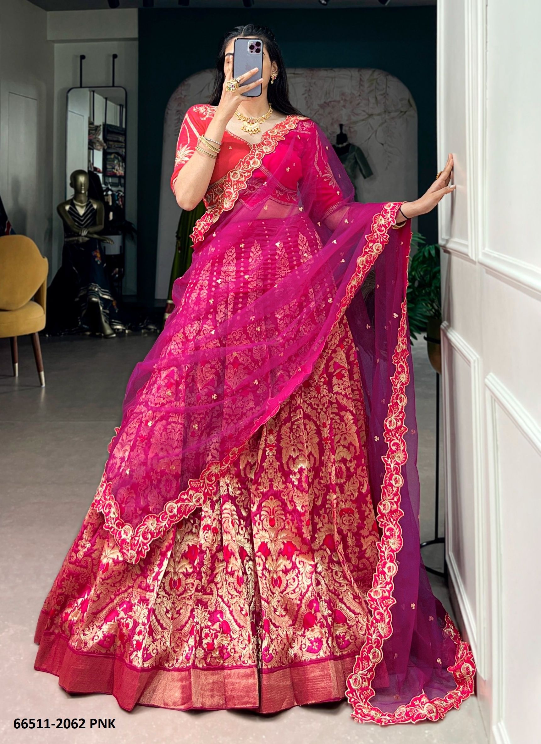 SERIES 2062 - Catalog # 66511 (Set of 4 Semi-Stitched Lehengas)
