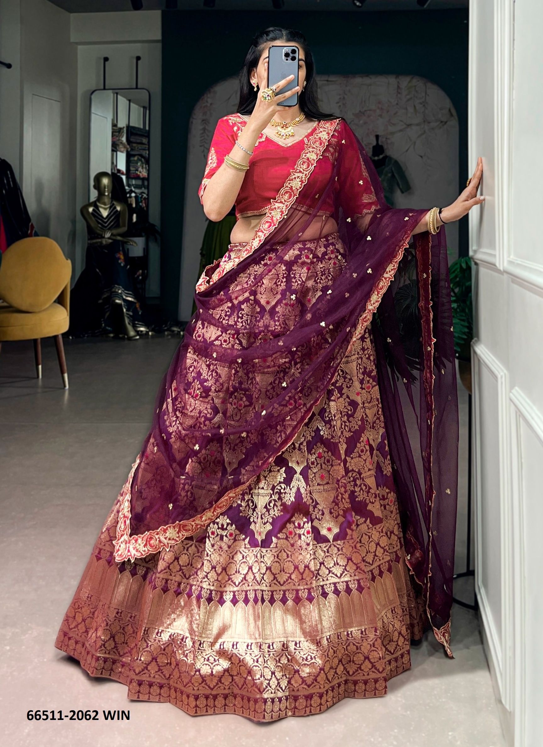SERIES 2062 - Catalog # 66511 (Set of 4 Semi-Stitched Lehengas)