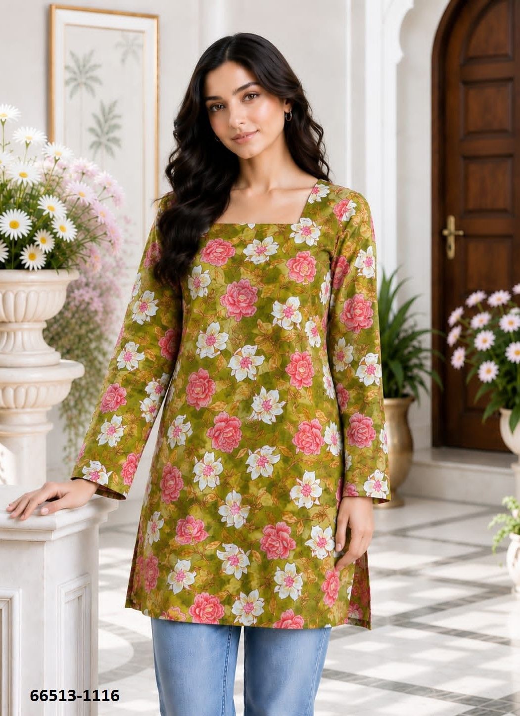 COTTON TUNICS - Catalog # 66513 (Set of 13 Readymade Women's Kurtis / Tops)