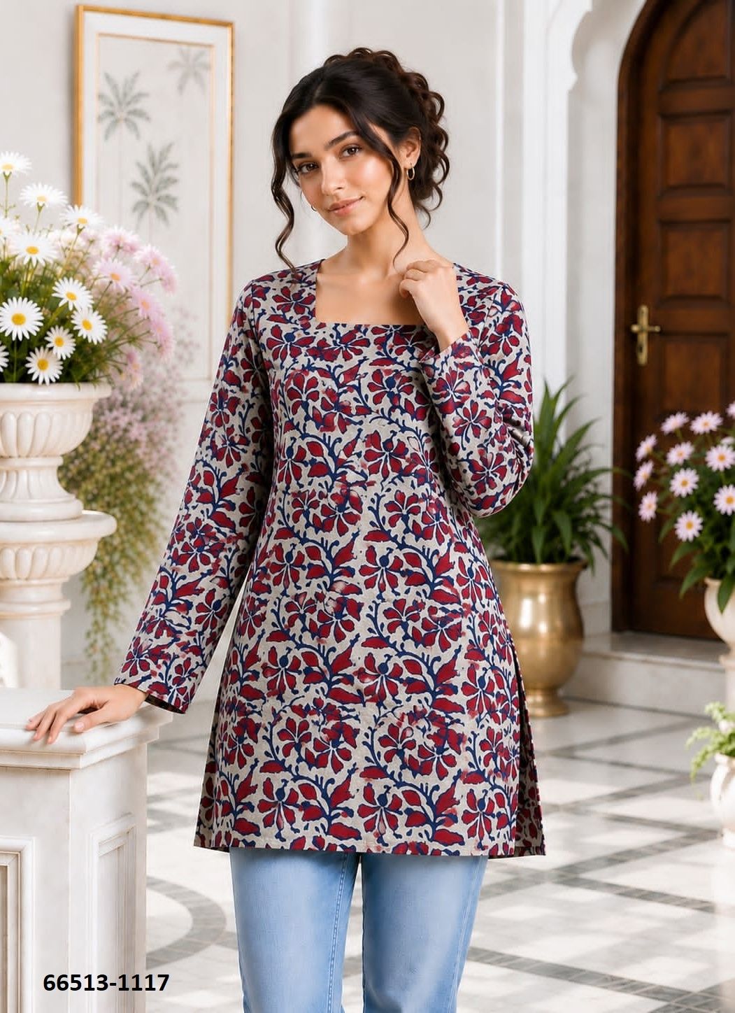 COTTON TUNICS - Catalog # 66513 (Set of 13 Readymade Women's Kurtis / Tops)