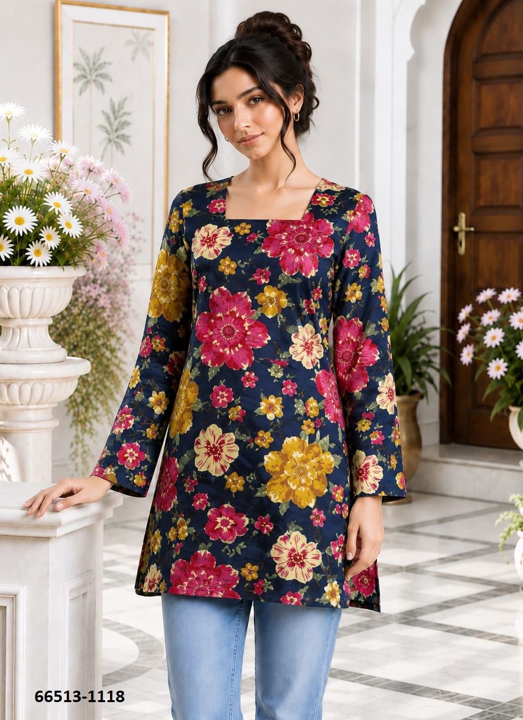 COTTON TUNICS - Catalog # 66513 (Set of 13 Readymade Women's Kurtis / Tops)