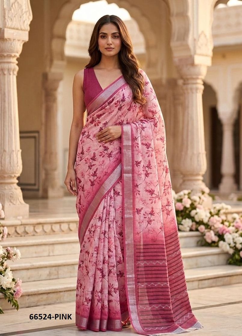 LINEN SILK 1 - Catalog # 66524 (Set of 4 Sarees)