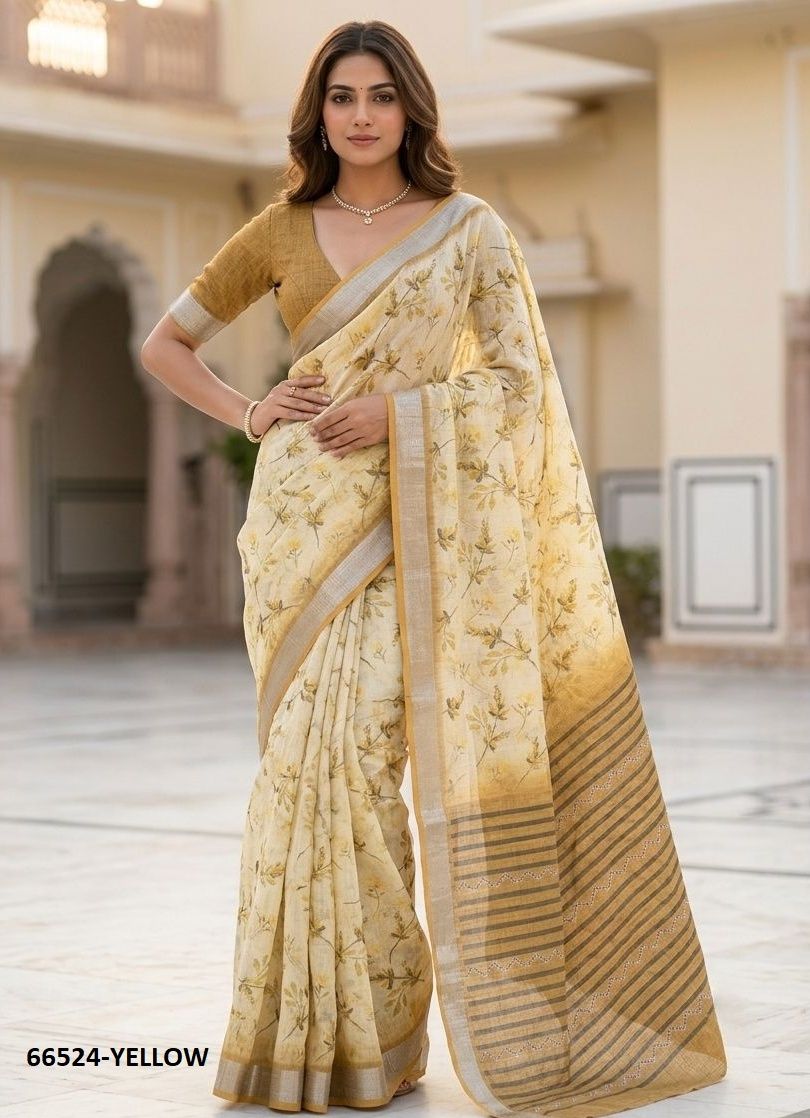 LINEN SILK 1 - Catalog # 66524 (Set of 4 Sarees)