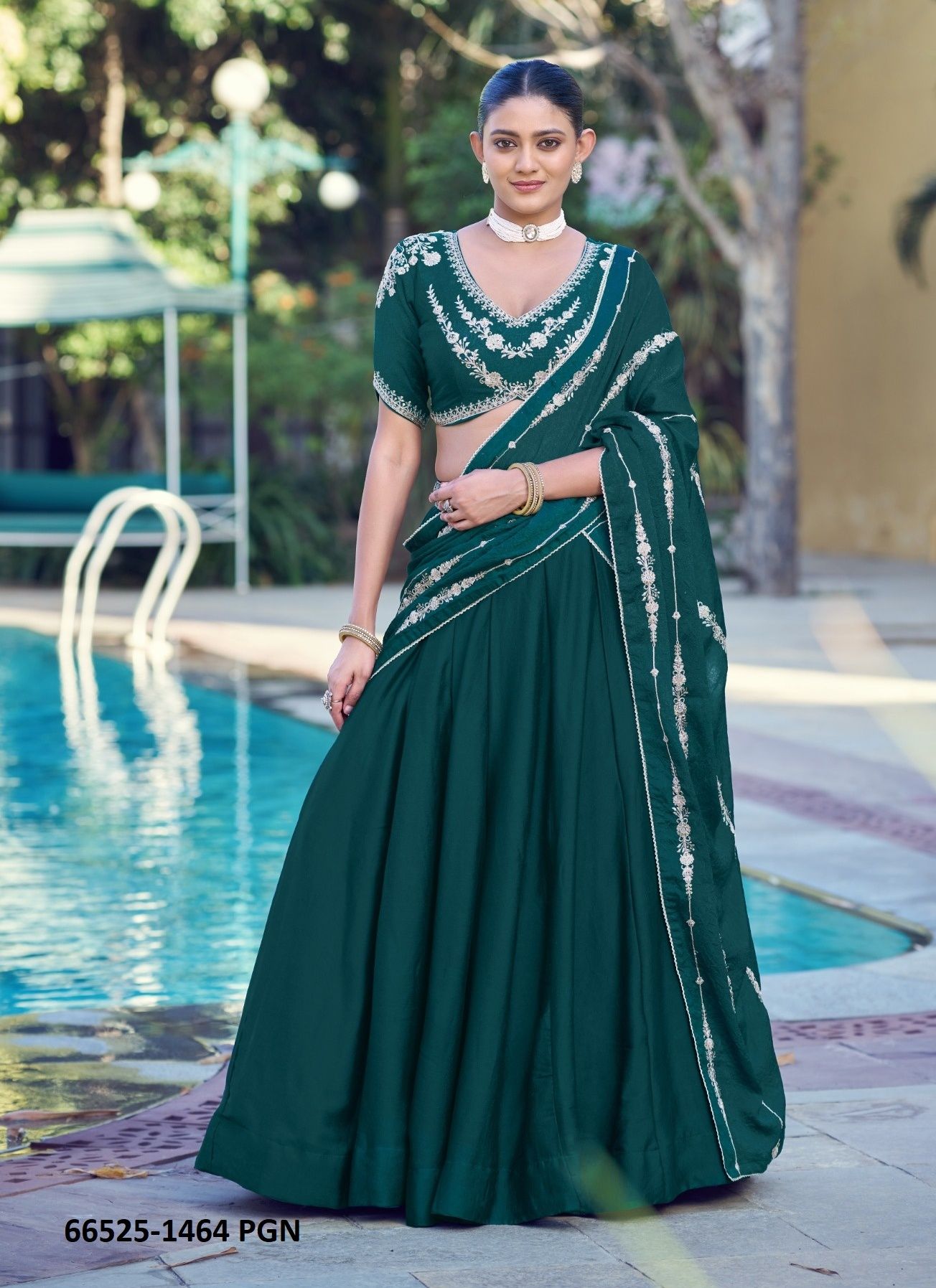 SERIES 1464 - Catalog # 66525 (Set of 4 Semi-Stitched Lehengas)