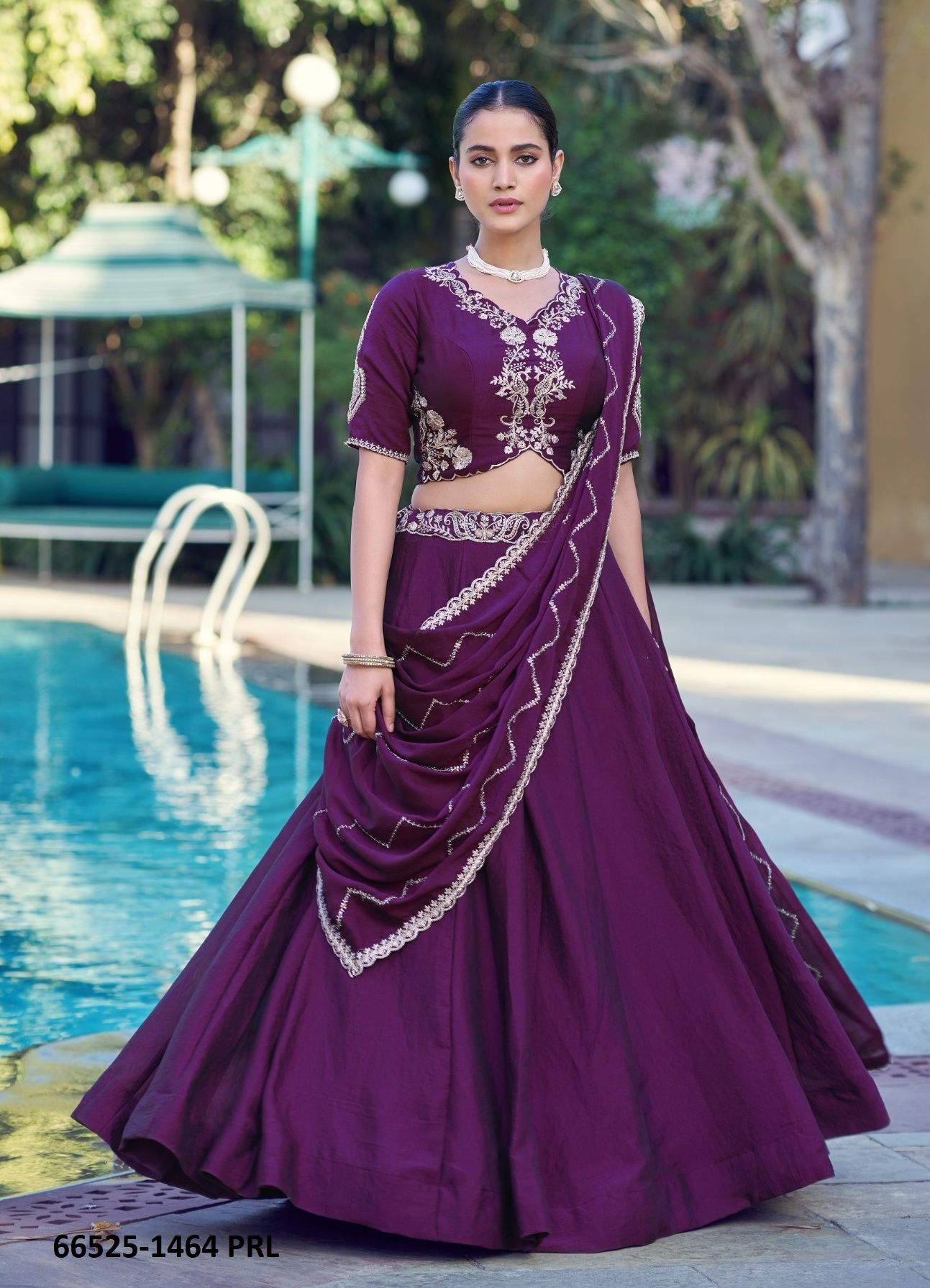 SERIES 1464 - Catalog # 66525 (Set of 4 Semi-Stitched Lehengas)