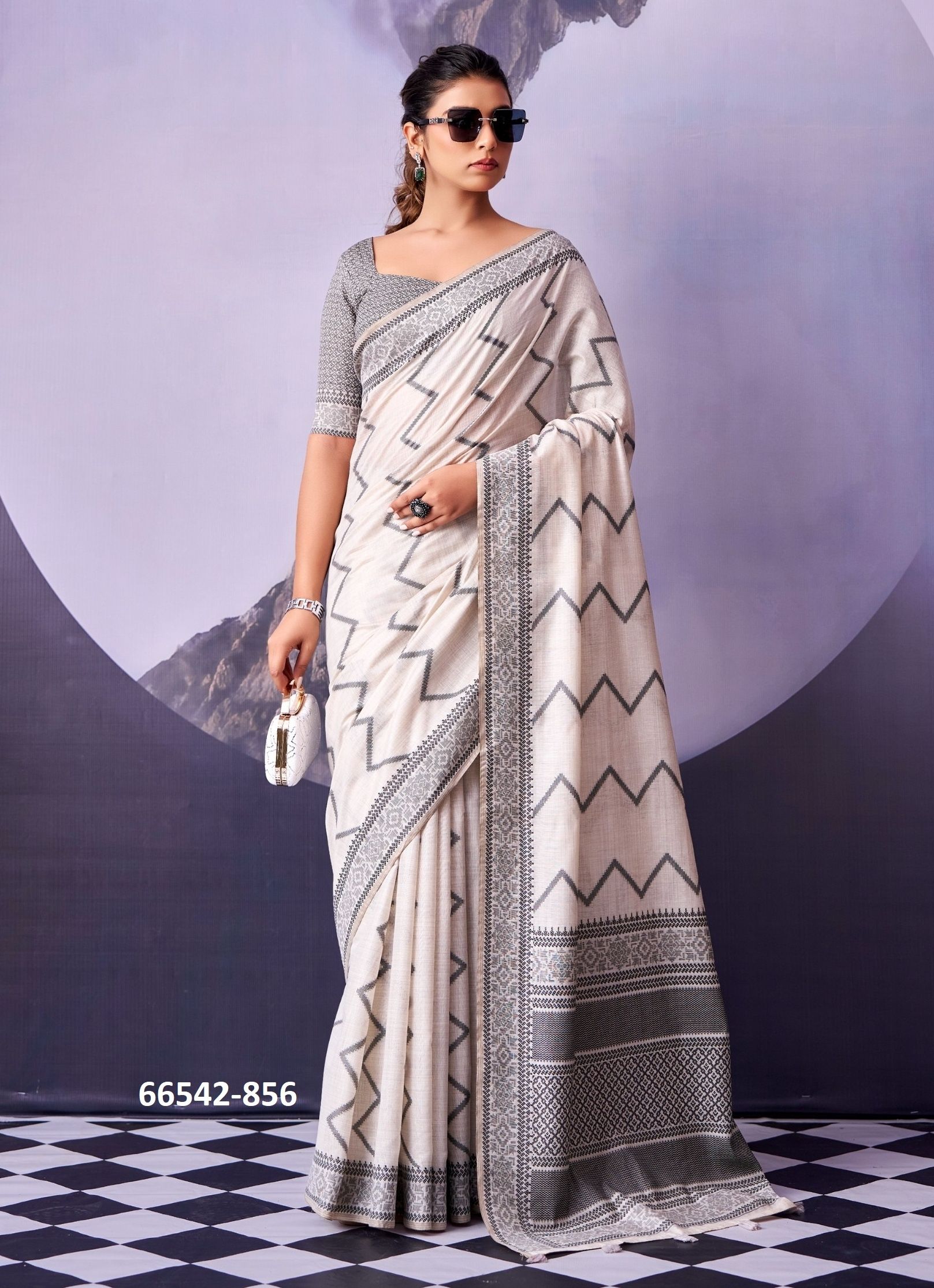 BLACK & WHITE - Catalog # 66542 (Set of 7 Sarees) BLACK & WHITE - Catalog # 66542 (Set of 7 Sarees)