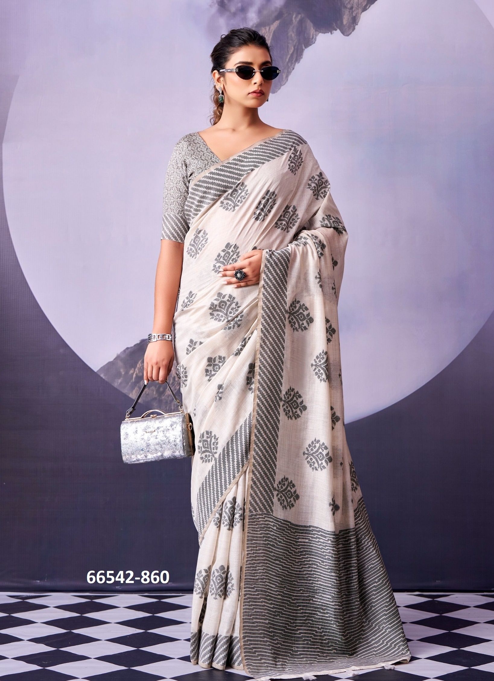 BLACK & WHITE - Catalog # 66542 (Set of 7 Sarees) BLACK & WHITE - Catalog # 66542 (Set of 7 Sarees)