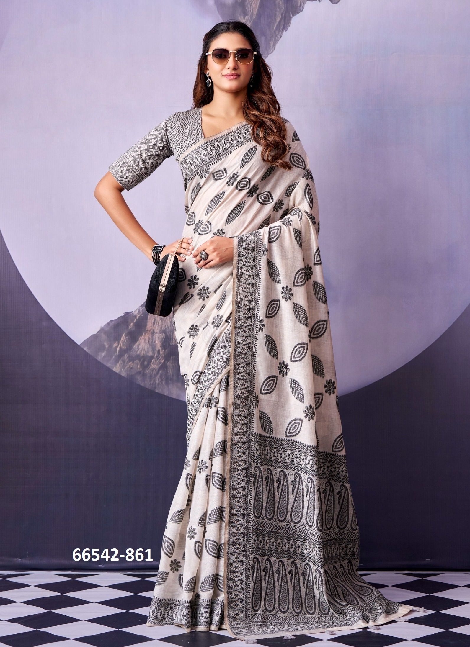 BLACK & WHITE - Catalog # 66542 (Set of 7 Sarees) BLACK & WHITE - Catalog # 66542 (Set of 7 Sarees)