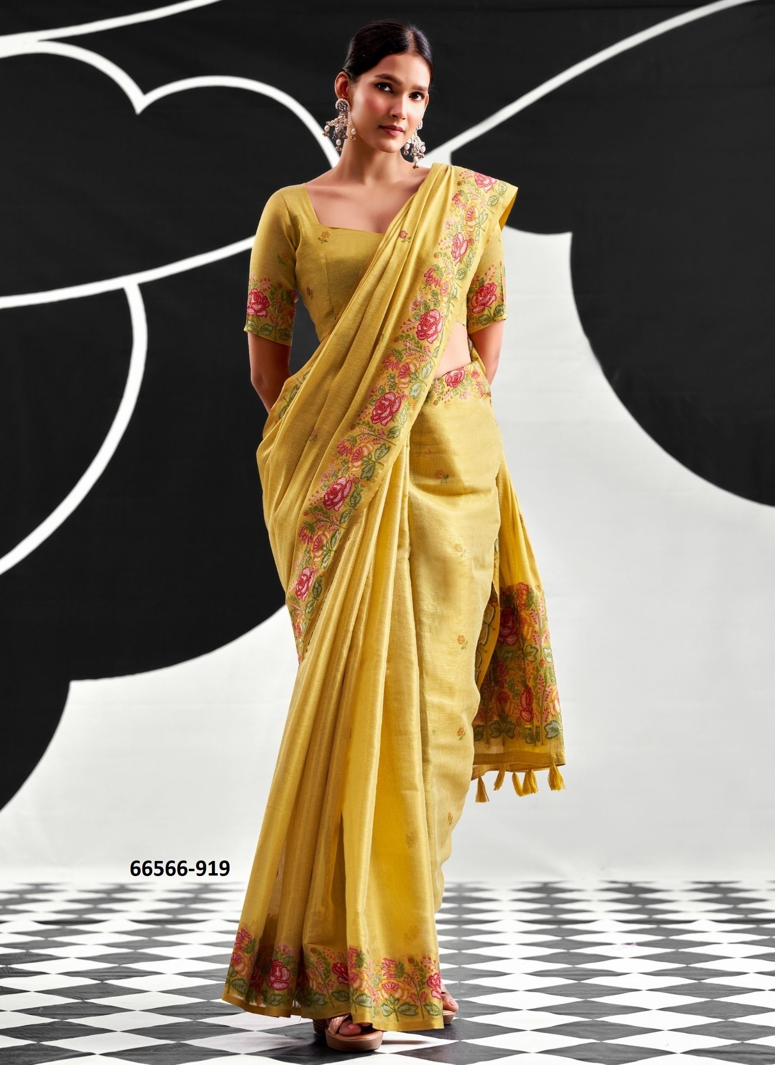 SAFFRON - Catalog # 66566 (Set of 6 Sarees) SAFFRON - Catalog # 66566 (Set of 6 Sarees)