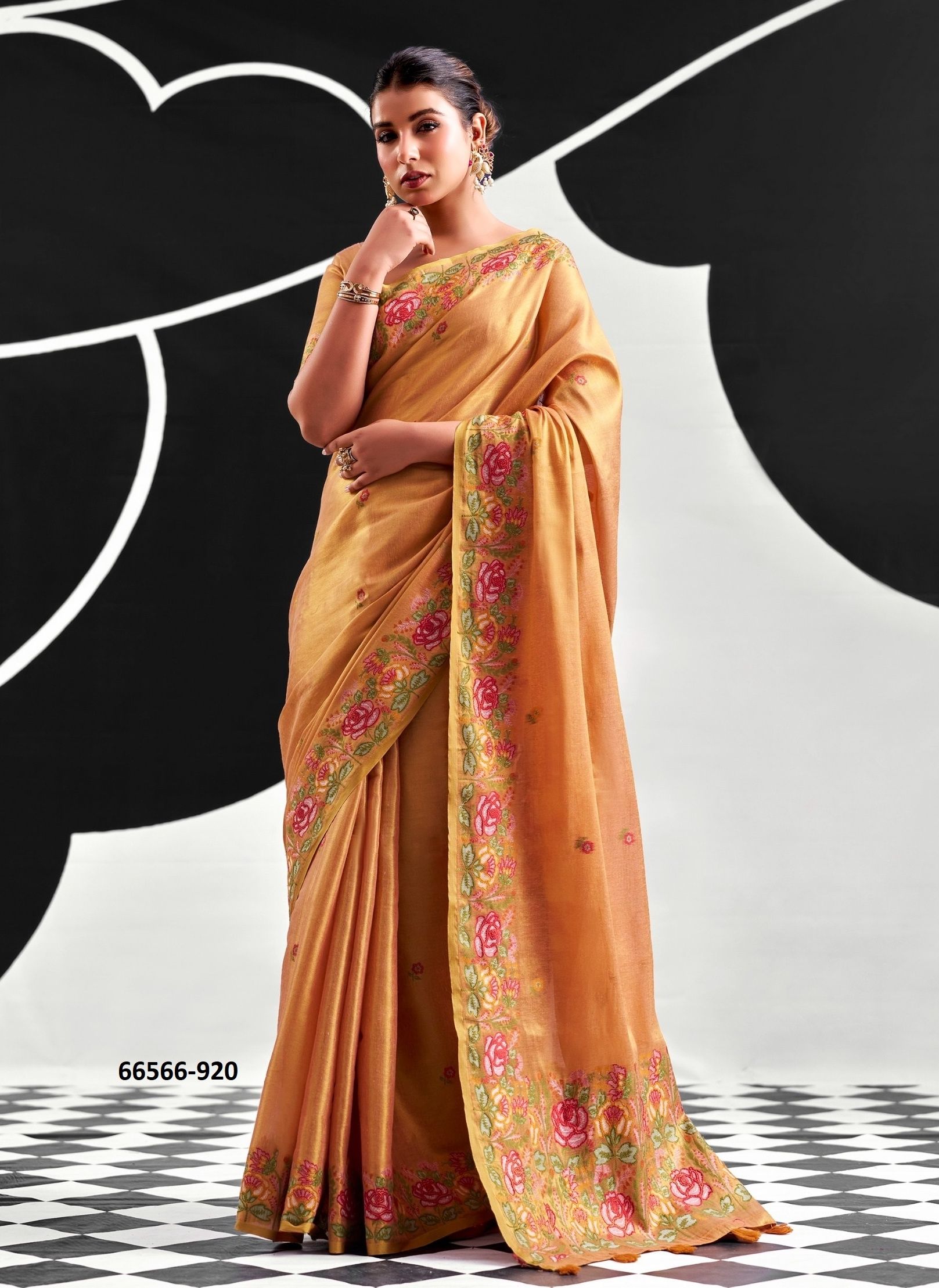 SAFFRON - Catalog # 66566 (Set of 6 Sarees) SAFFRON - Catalog # 66566 (Set of 6 Sarees)