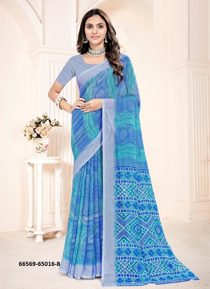 STAR CHIFFON 255 - Catalog # 66569 (Set of 6 Sarees)