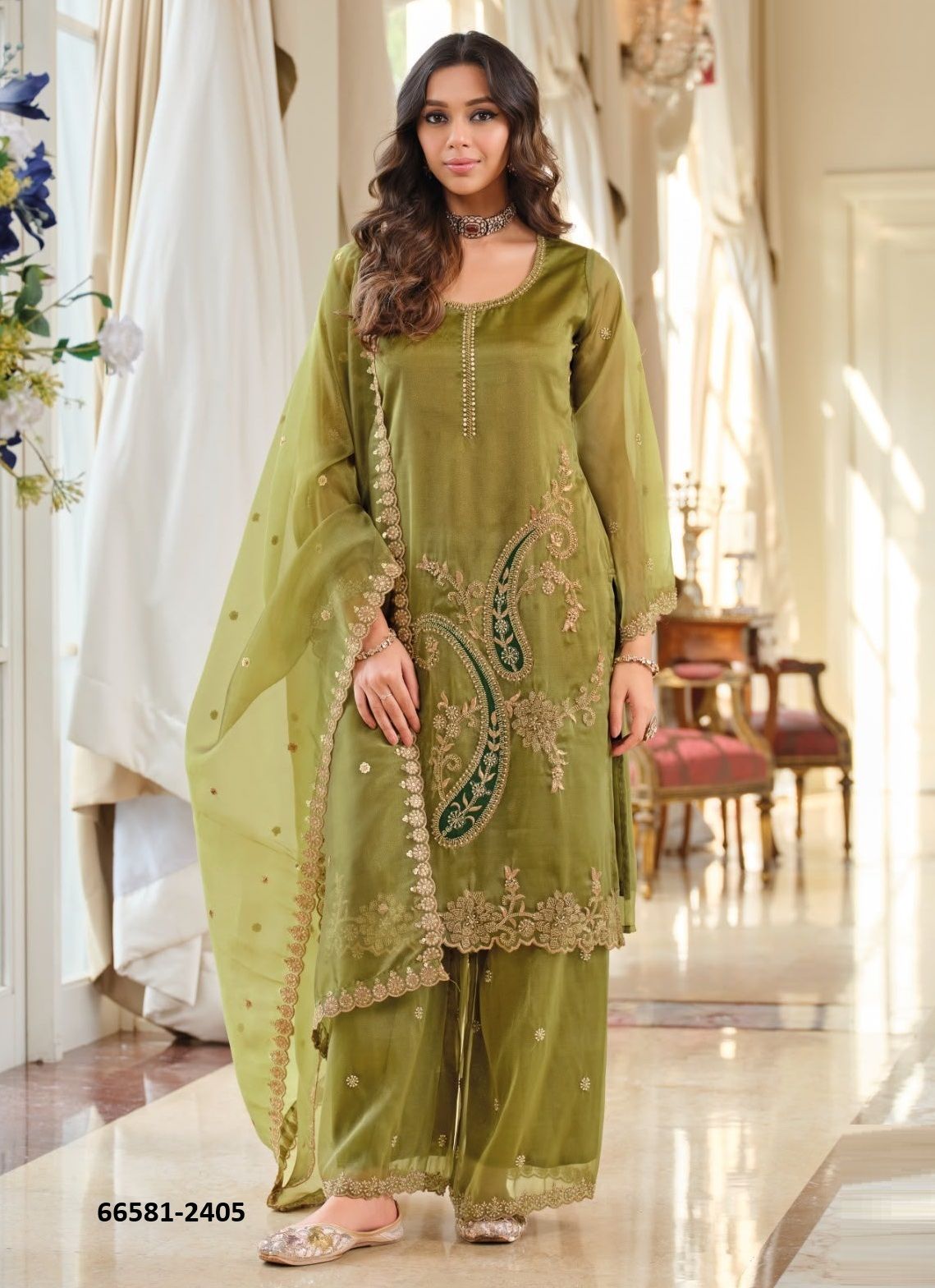 FIRDAUS - Catalog # 66581 (Set of 3 Readymade Salwar Suits) FIRDAUS - Catalog # 66581 (Set of 3 Readymade Salwar Suits)