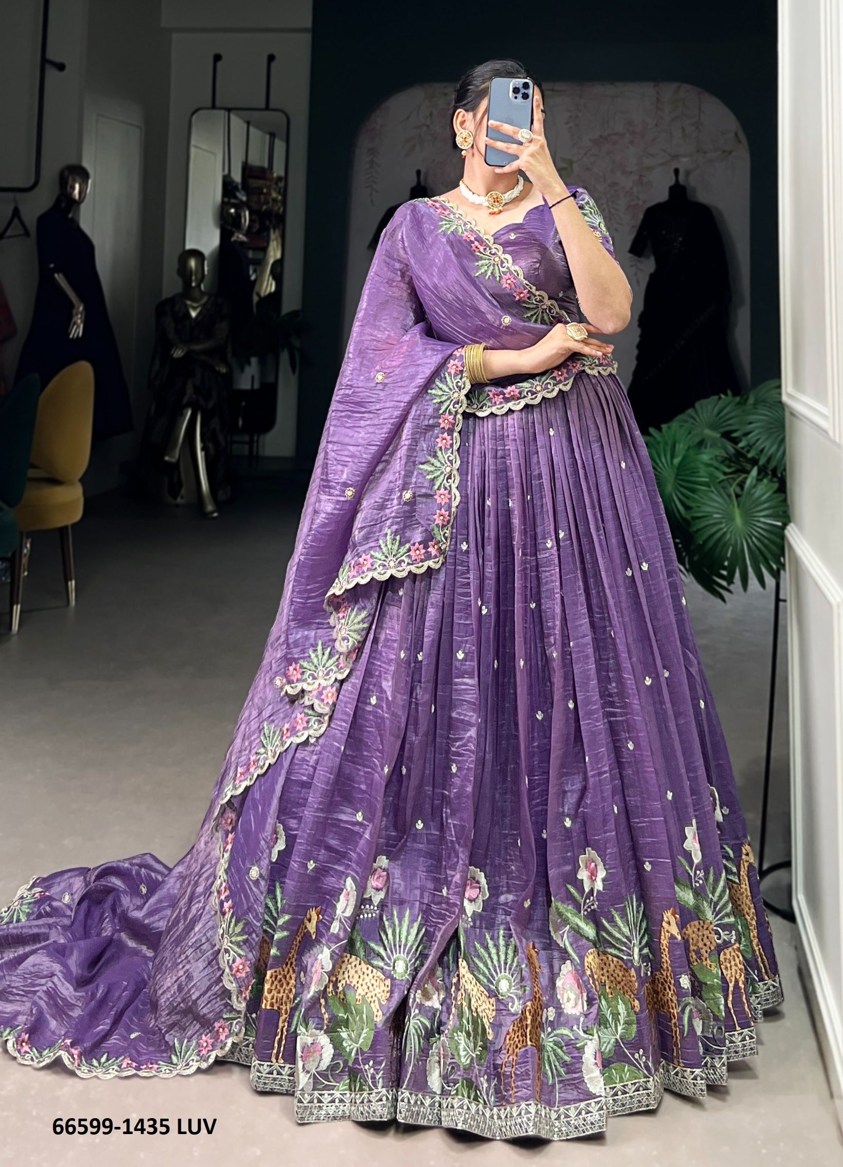 HEENAL 1435 - Catalog # 66599 (Set of 4 Semi-Stitched Lehengas) HEENAL 1435 - Catalog # 66599 (Set of 4 Semi-Stitched Lehengas)