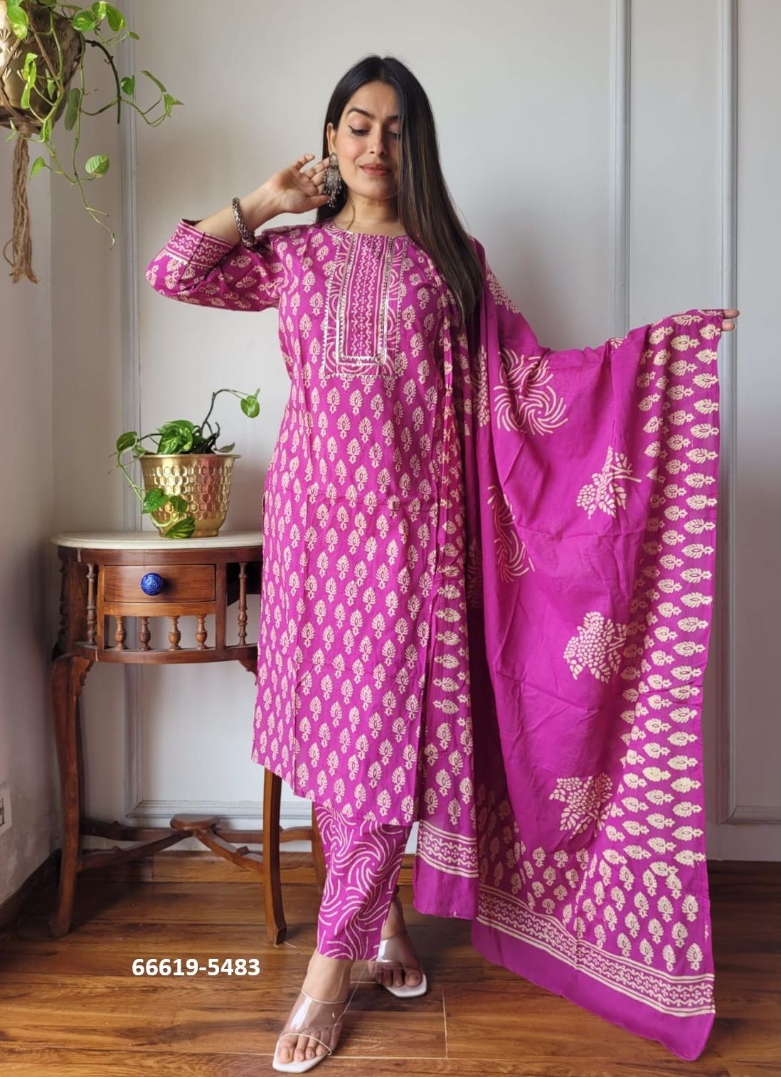 PURE HAND BAGRU PRINT COTTONS 5 - Catalog # 66619 (Set of 10 Readymade Salwar Suits)