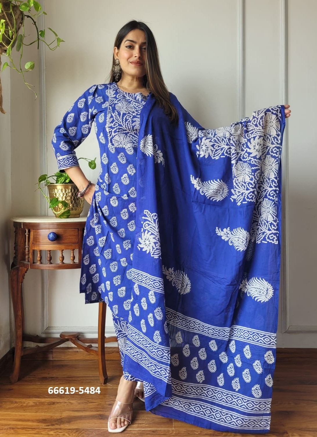 PURE HAND BAGRU PRINT COTTONS 5 - Catalog # 66619 (Set of 10 Readymade Salwar Suits)