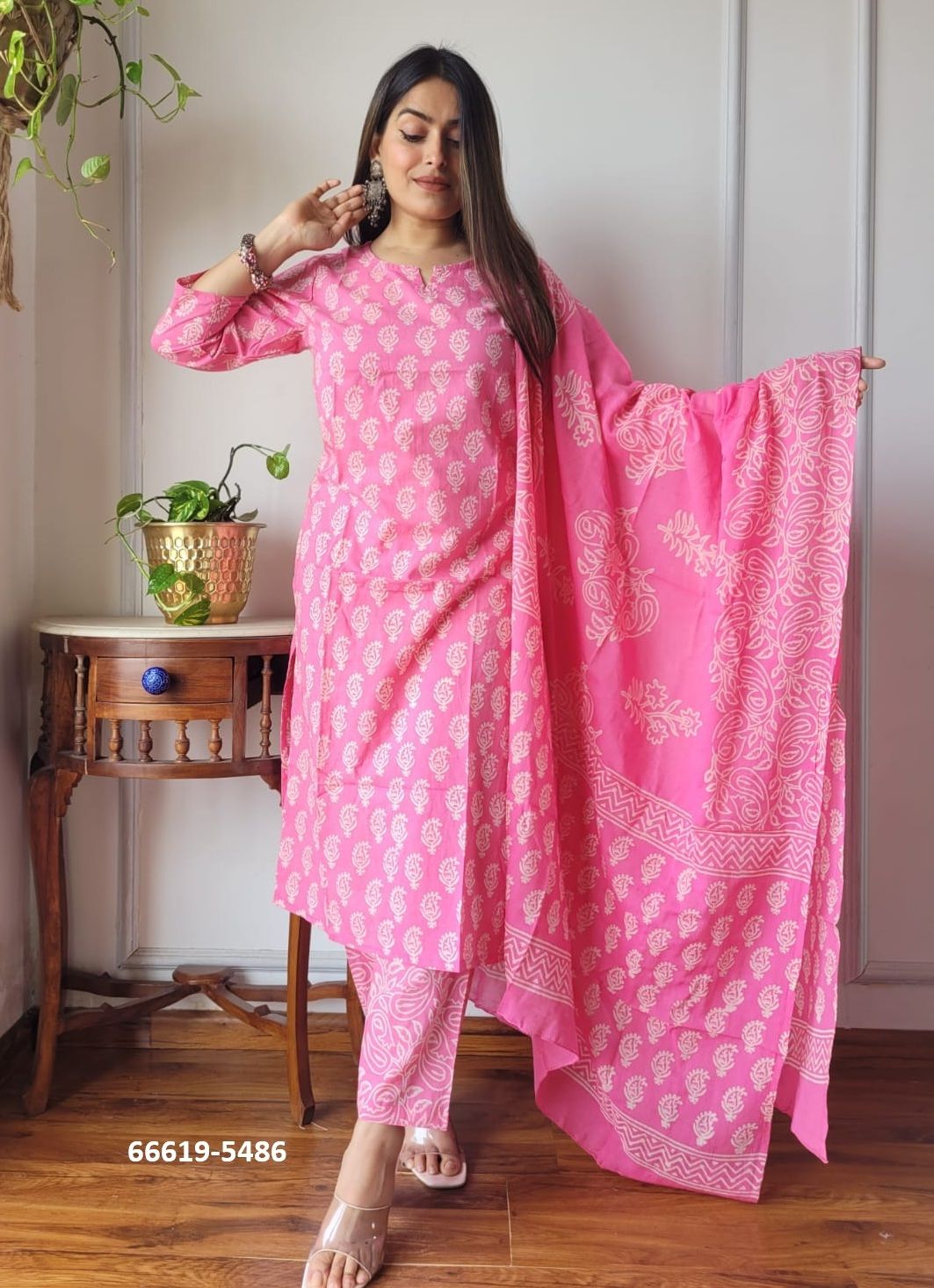 PURE HAND BAGRU PRINT COTTONS 5 - Catalog # 66619 (Set of 10 Readymade Salwar Suits)