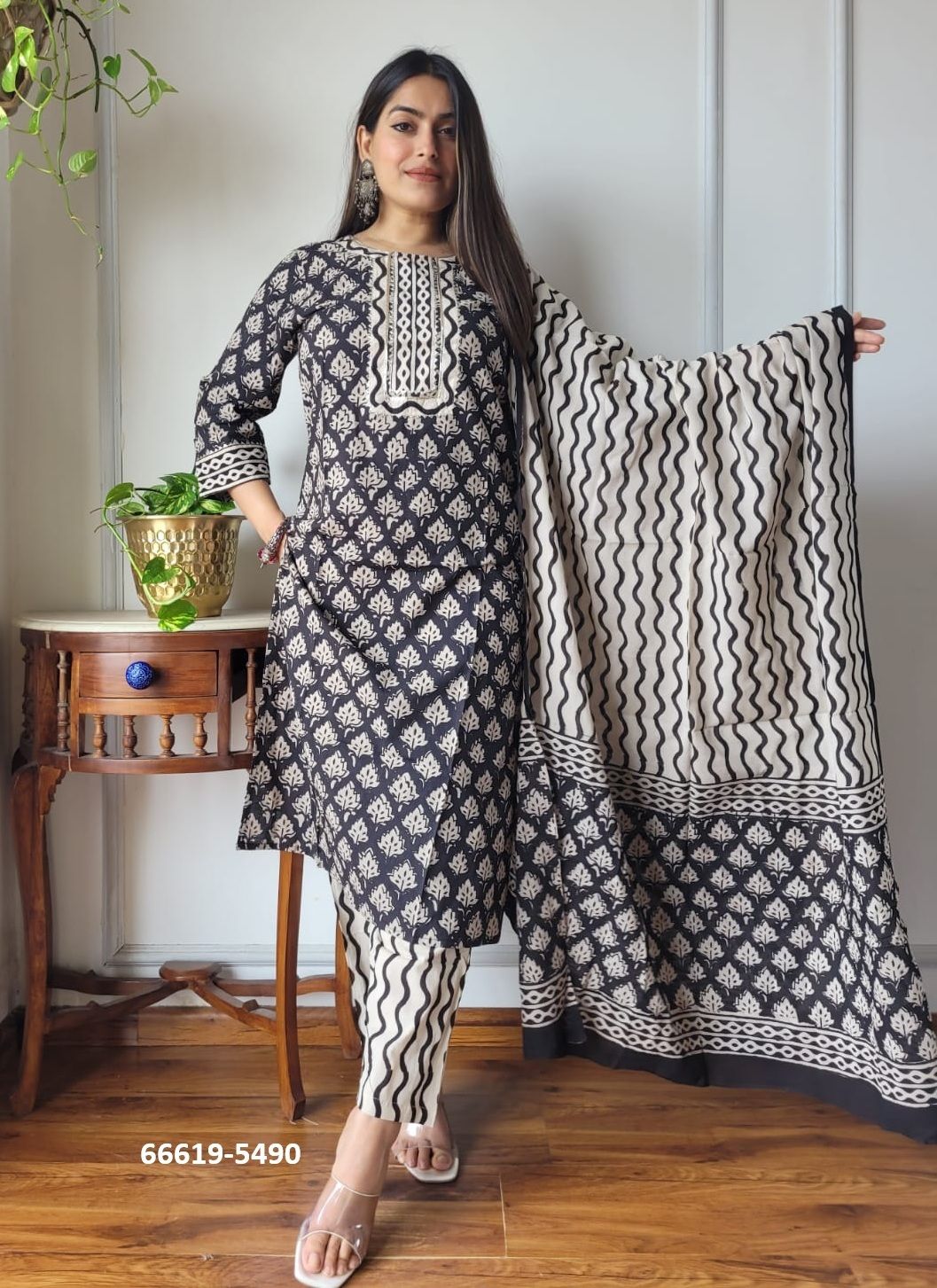 PURE HAND BAGRU PRINT COTTONS 5 - Catalog # 66619 (Set of 10 Readymade Salwar Suits)