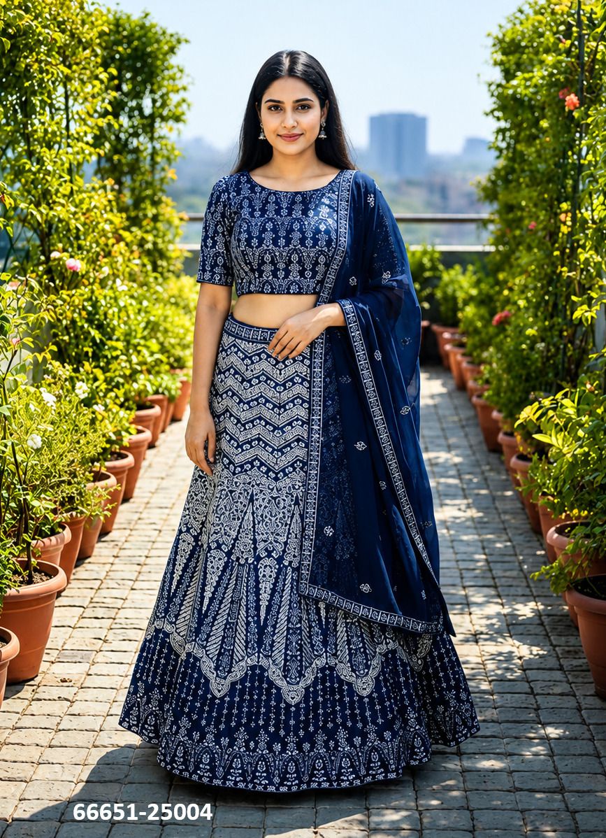 ROOH - Catalog # 66651 (Set of 5 Semi-Stitched Lehengas) ROOH - Catalog # 66651 (Set of 5 Semi-Stitched Lehengas)