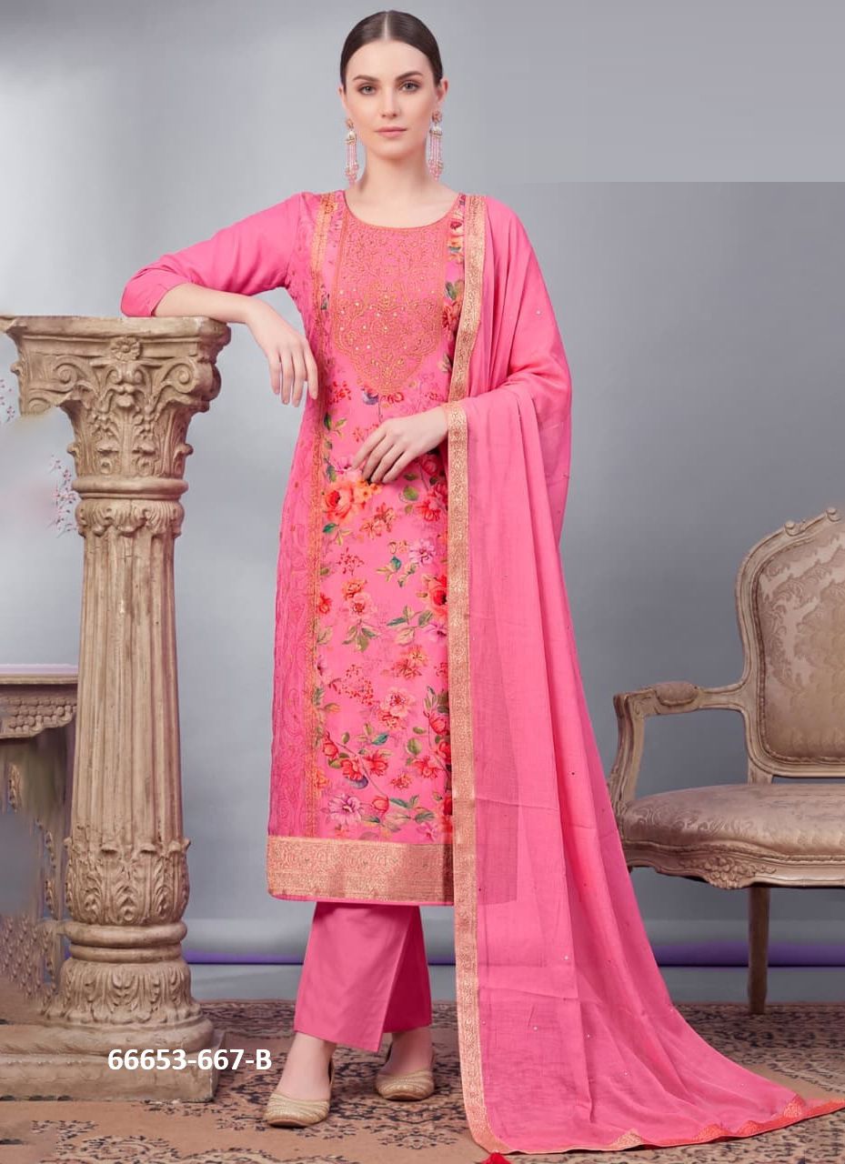 SILK PETALS - Catalog # 66653 (Set of 4 Readymade Salwar Suits)