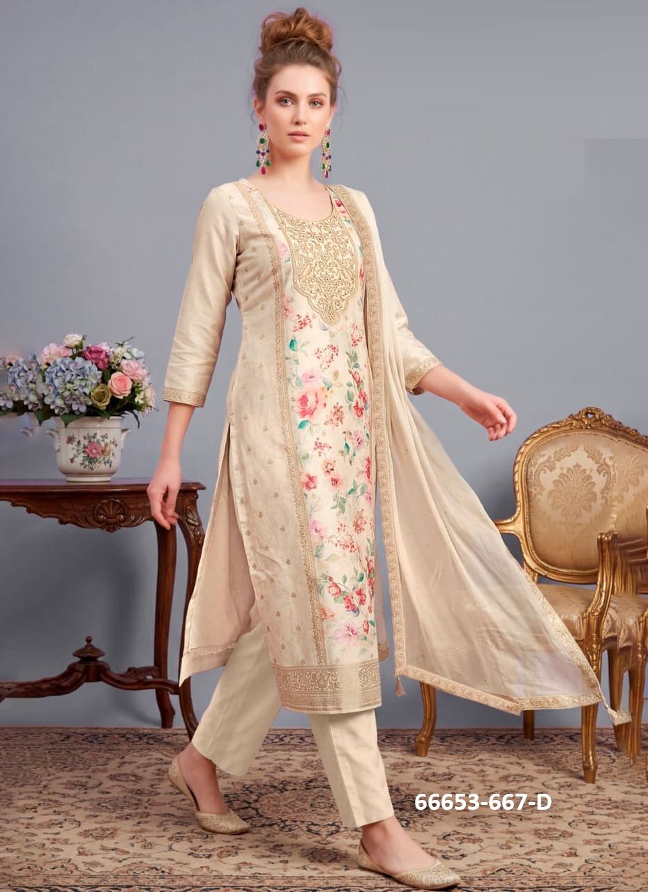 SILK PETALS - Catalog # 66653 (Set of 4 Readymade Salwar Suits)