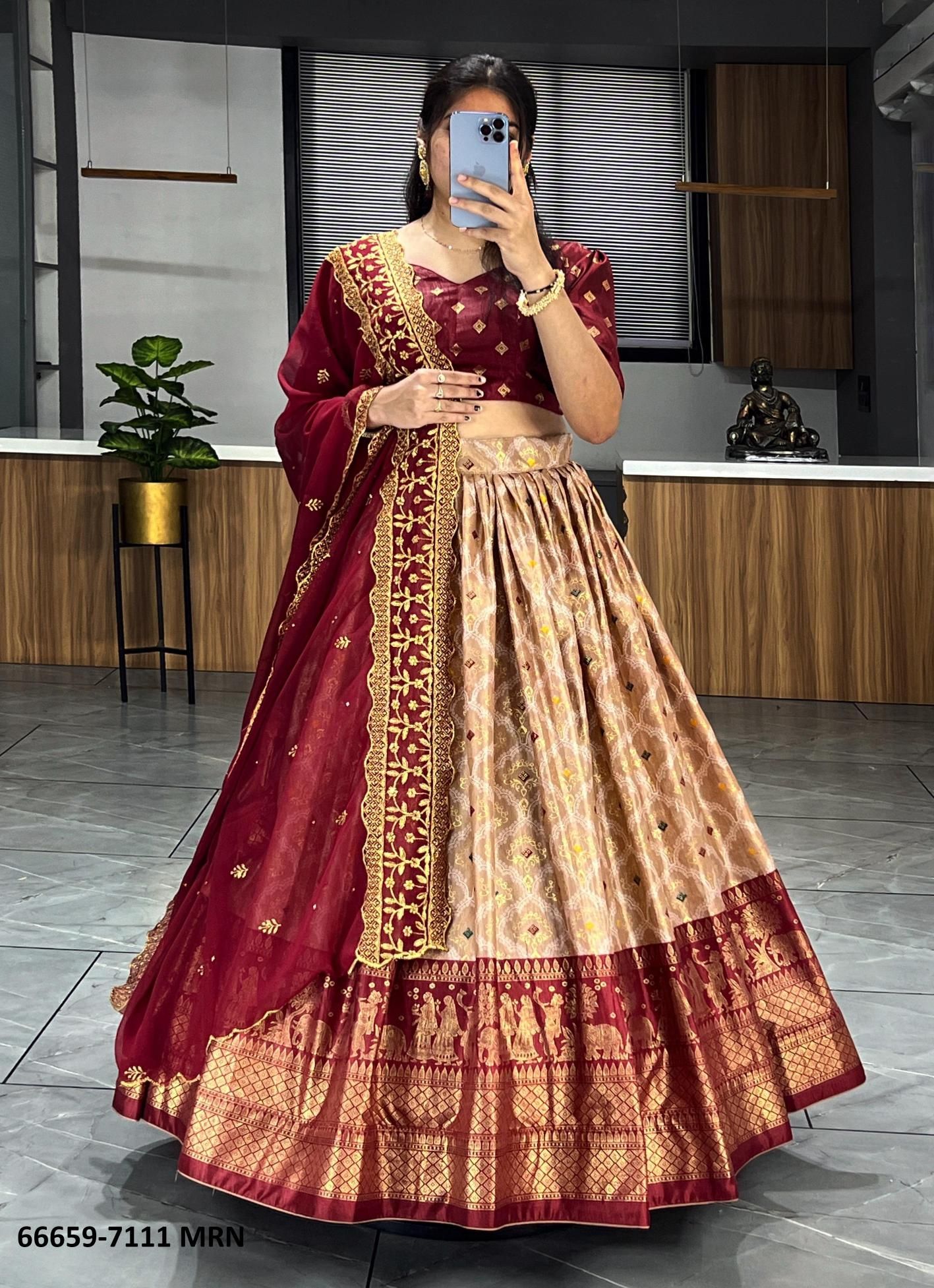 SERIES 7111 - Catalog # 66659 (Set of 3 Semi-Stitched Lehengas) SERIES 7111 - Catalog # 66659 (Set of 3 Semi-Stitched Lehengas)