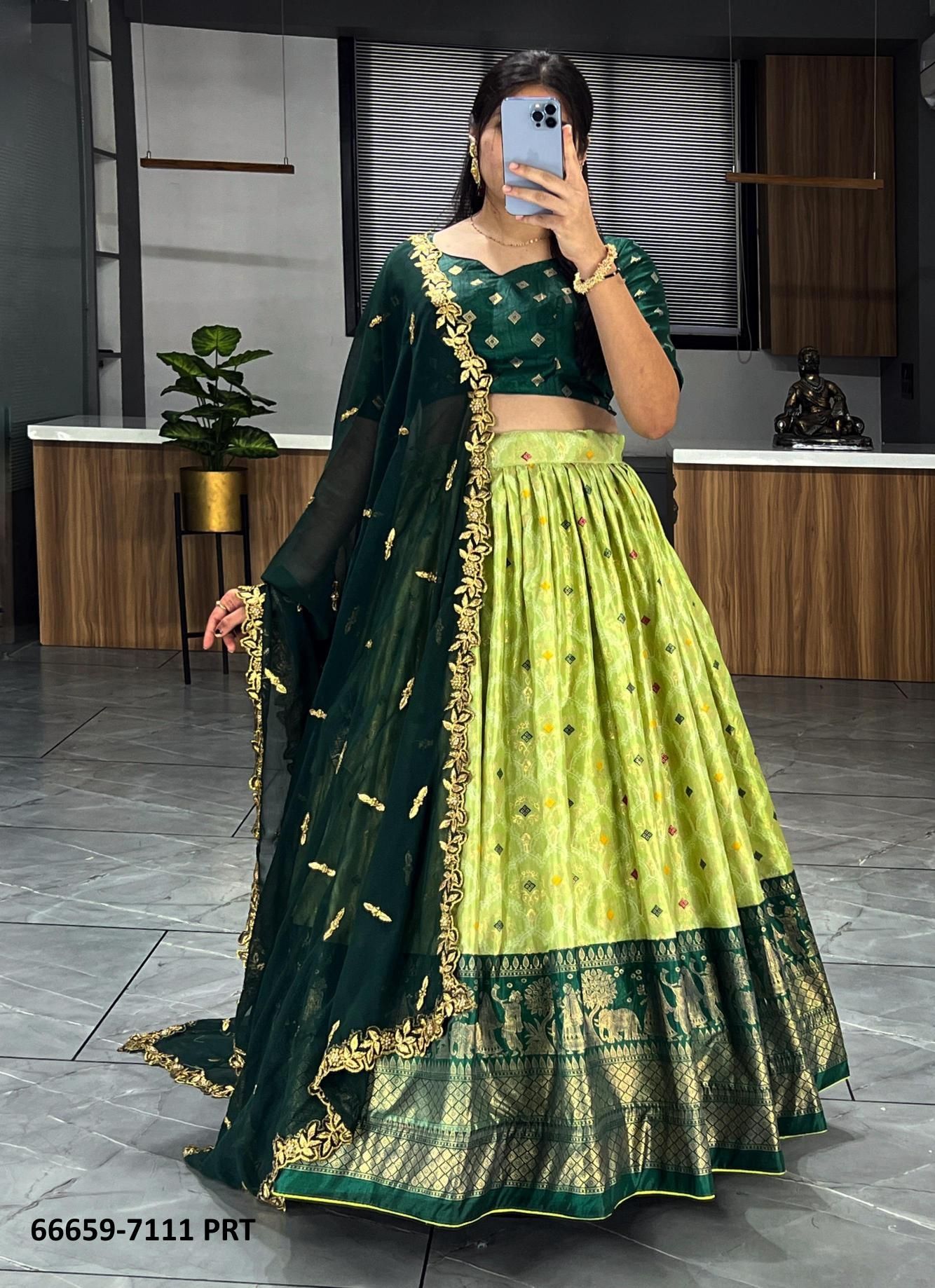 SERIES 7111 - Catalog # 66659 (Set of 3 Semi-Stitched Lehengas) SERIES 7111 - Catalog # 66659 (Set of 3 Semi-Stitched Lehengas)