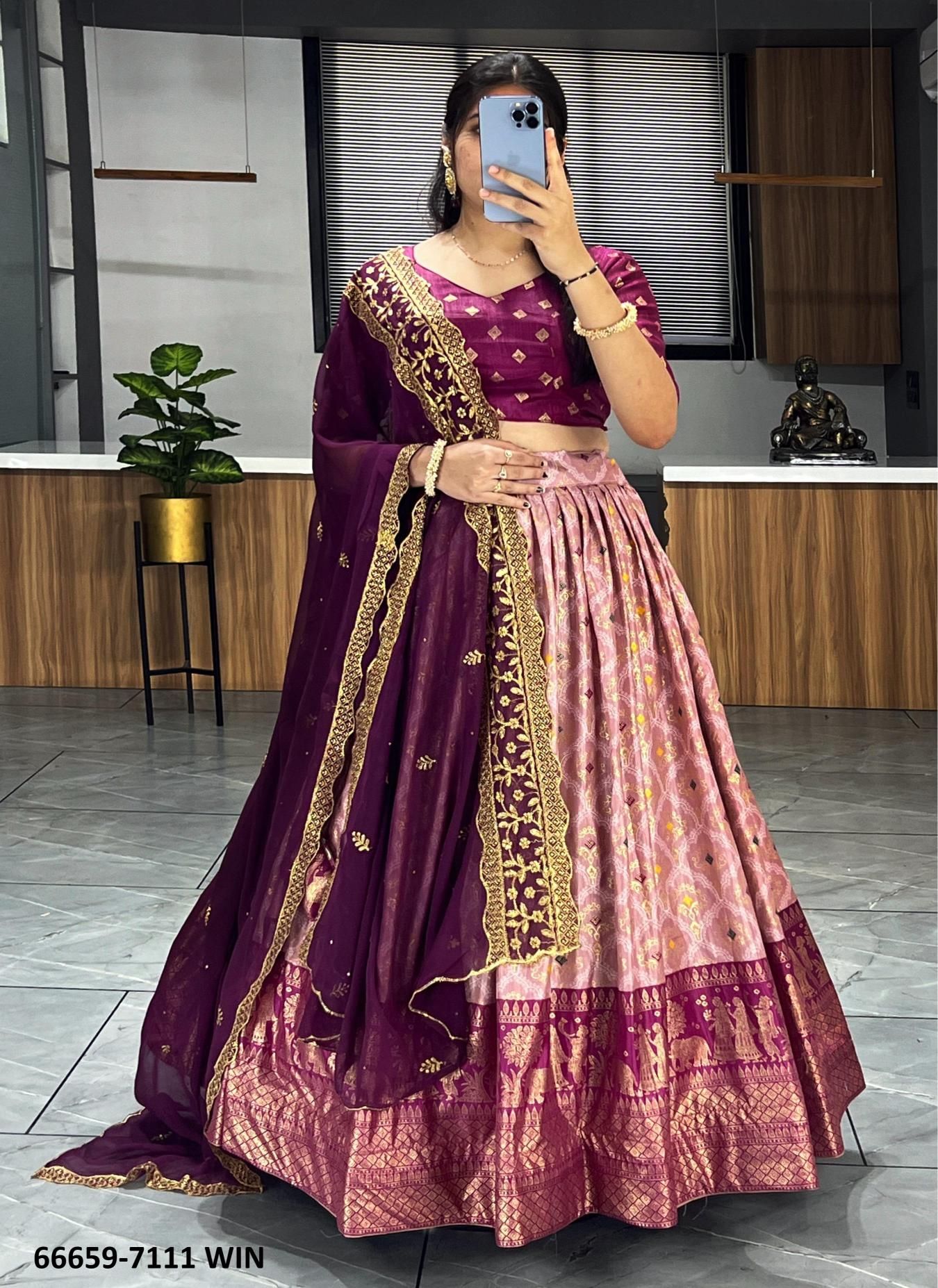 SERIES 7111 - Catalog # 66659 (Set of 3 Semi-Stitched Lehengas) SERIES 7111 - Catalog # 66659 (Set of 3 Semi-Stitched Lehengas)