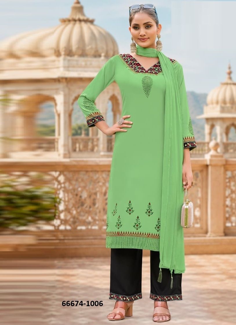 NOOR - Catalog # 66674 (Set of 6 Readymade Salwar Suits) NOOR - Catalog # 66674 (Set of 6 Readymade Salwar Suits)