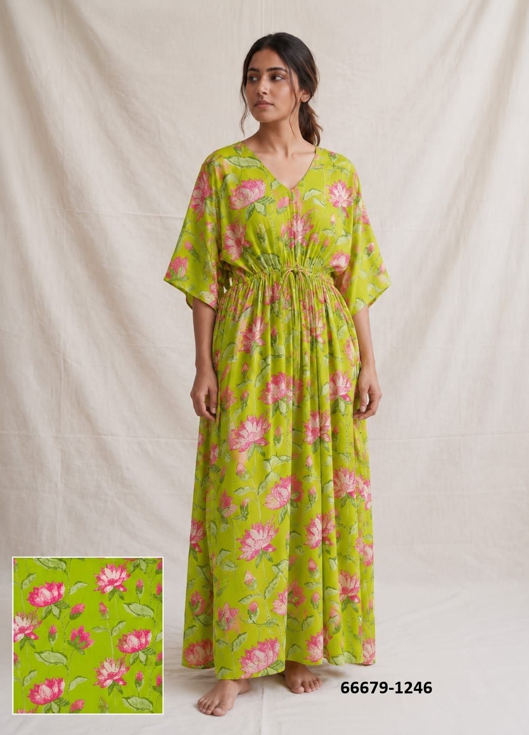 PLUS-SIZE HAND PRINTED COTTONS 1 - Catalog # 66679 (Set of 10 Kaftans / Ponchos)