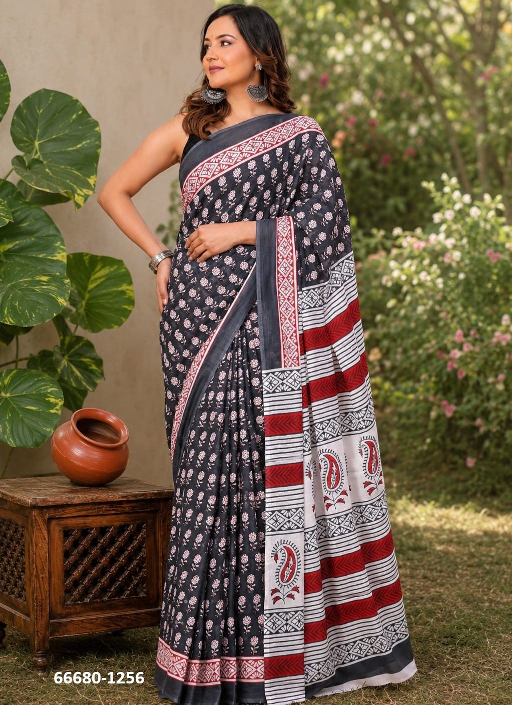 PURE MULMUL COTTON BAGRU PRINTS 1 - Catalog # 66680 (Set of 10 Sarees)