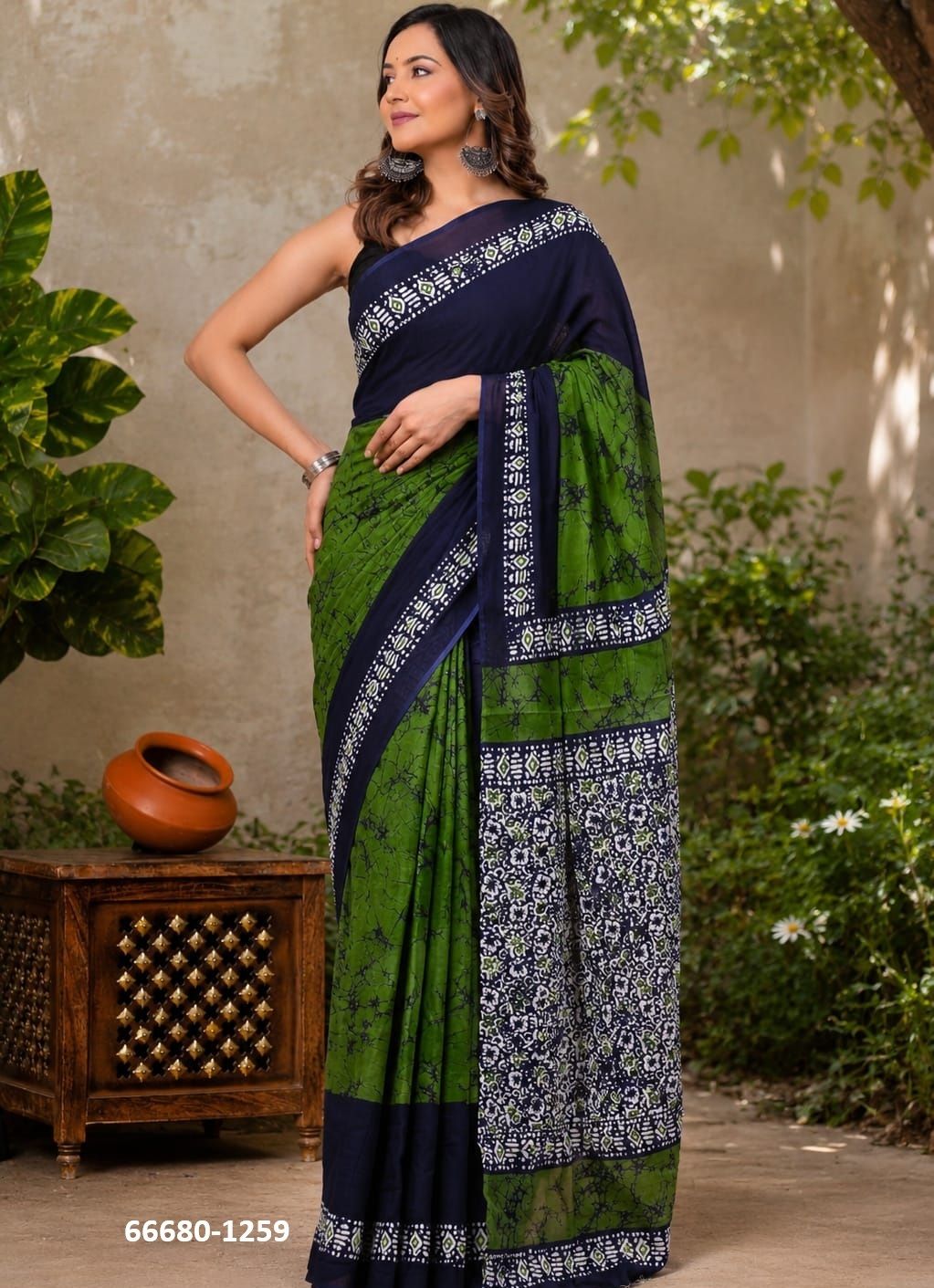 PURE MULMUL COTTON BAGRU PRINTS 1 - Catalog # 66680 (Set of 10 Sarees)
