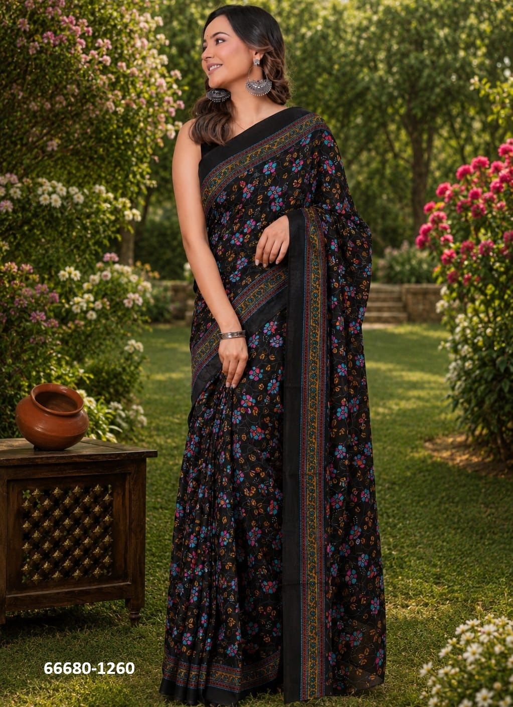 PURE MULMUL COTTON BAGRU PRINTS 1 - Catalog # 66680 (Set of 10 Sarees)