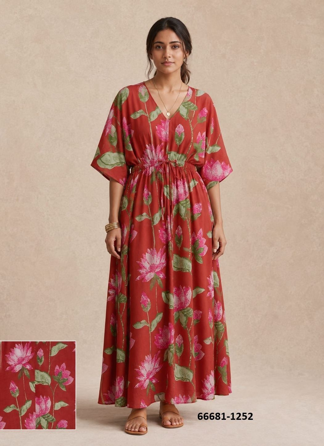PLUS-SIZE HAND PRINTED COTTONS 2 - Catalog # 66681 (Set of 10 Kaftans / Ponchos)