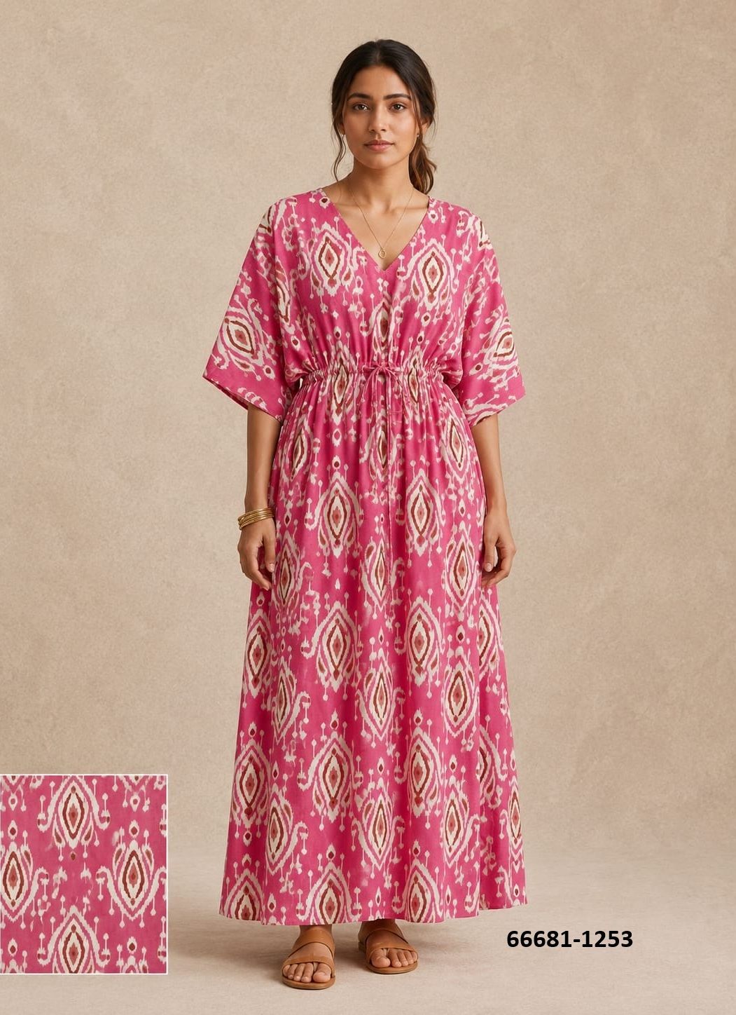 PLUS-SIZE HAND PRINTED COTTONS 2 - Catalog # 66681 (Set of 10 Kaftans / Ponchos)