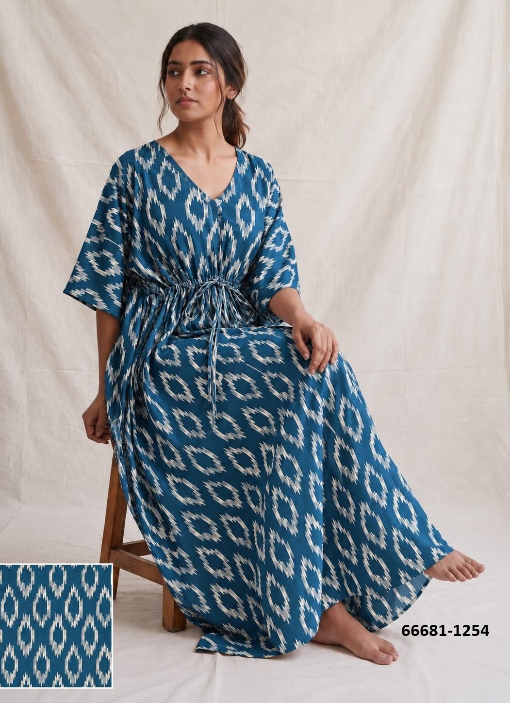 PLUS-SIZE HAND PRINTED COTTONS 2 - Catalog # 66681 (Set of 10 Kaftans / Ponchos)
