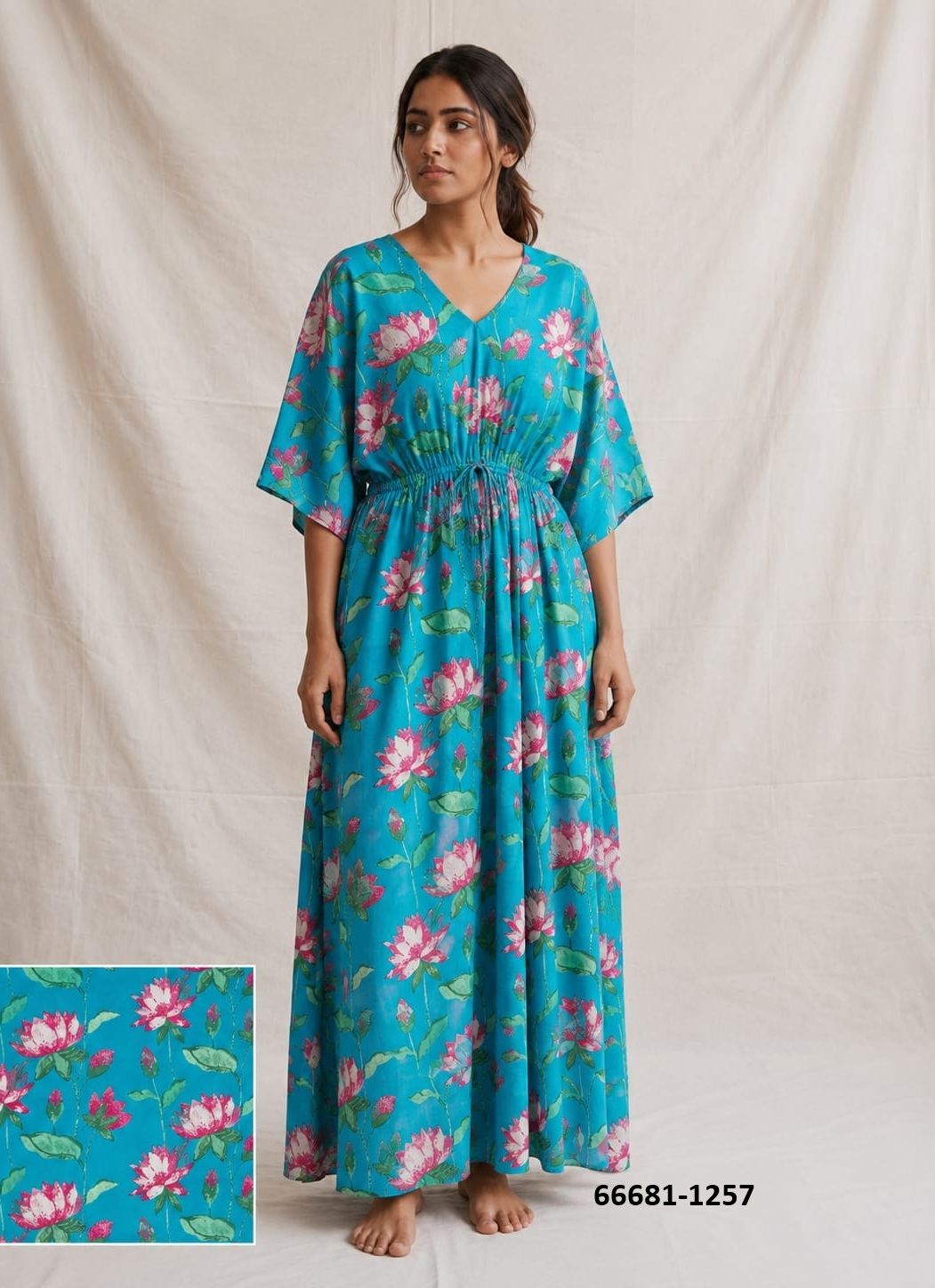 PLUS-SIZE HAND PRINTED COTTONS 2 - Catalog # 66681 (Set of 10 Kaftans / Ponchos)