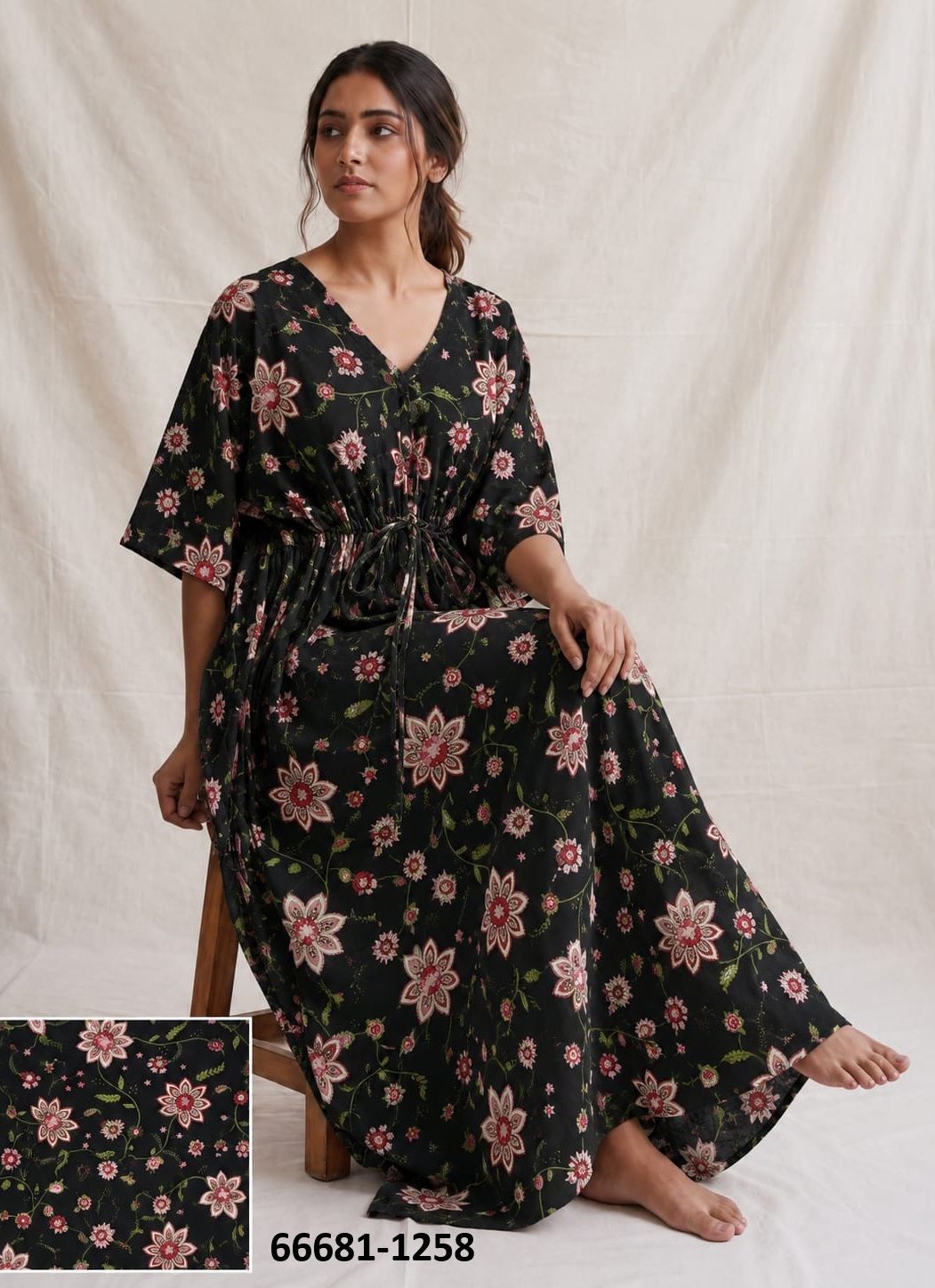 PLUS-SIZE HAND PRINTED COTTONS 2 - Catalog # 66681 (Set of 10 Kaftans / Ponchos)