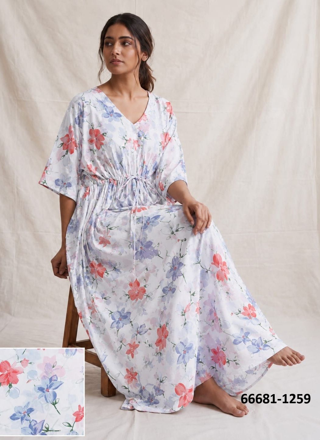 PLUS-SIZE HAND PRINTED COTTONS 2 - Catalog # 66681 (Set of 10 Kaftans / Ponchos)