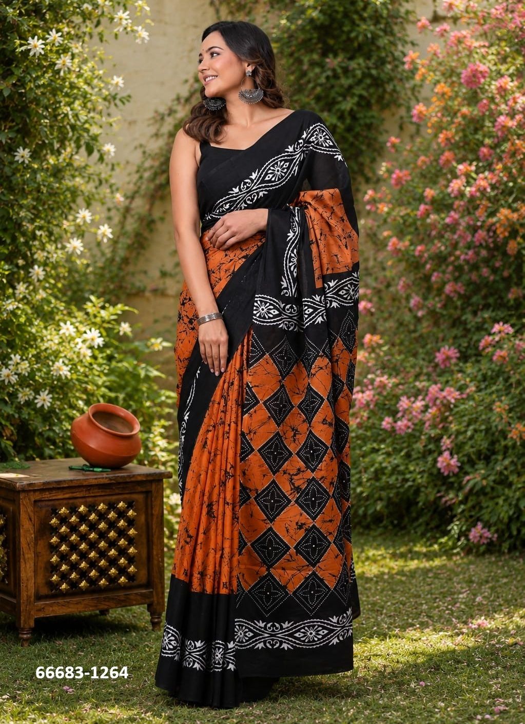 PURE MULMUL COTTON BAGRU PRINTS 2 - Catalog # 66683 (Set of 10 Sarees)
