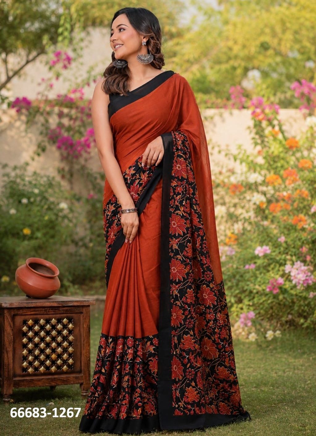 PURE MULMUL COTTON BAGRU PRINTS 2 - Catalog # 66683 (Set of 10 Sarees)