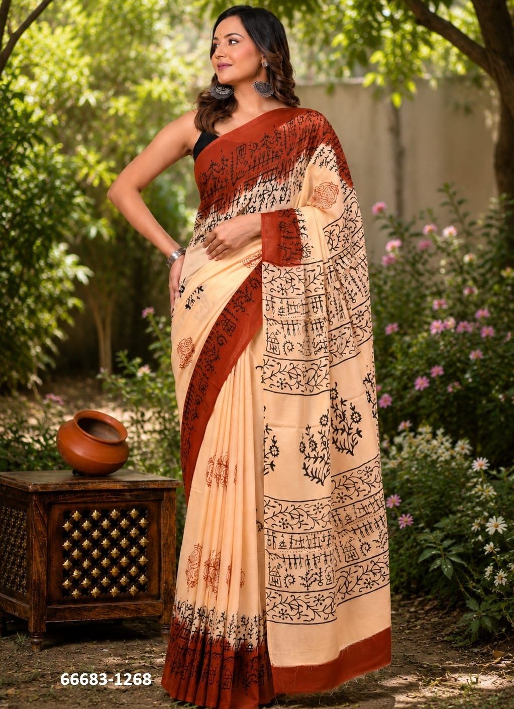 PURE MULMUL COTTON BAGRU PRINTS 2 - Catalog # 66683 (Set of 10 Sarees)