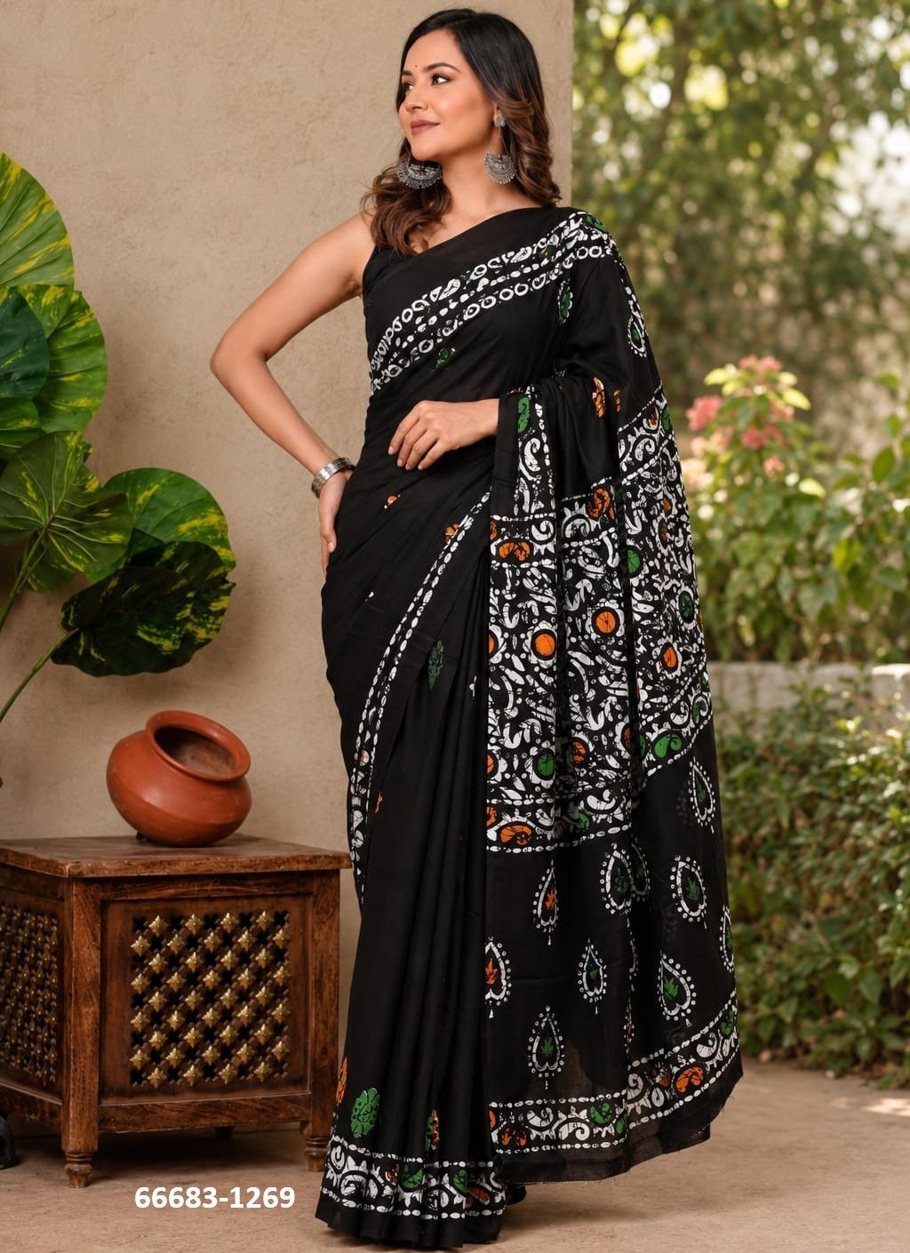 PURE MULMUL COTTON BAGRU PRINTS 2 - Catalog # 66683 (Set of 10 Sarees)