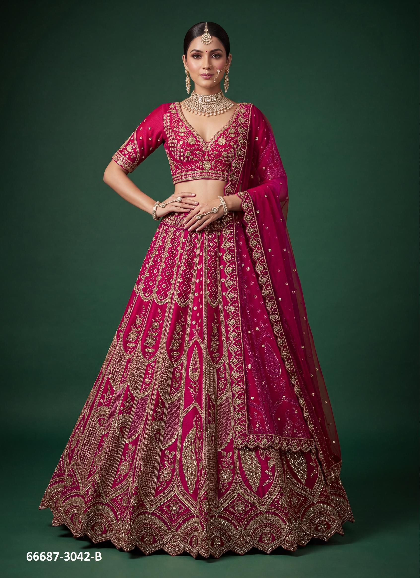 SERIES 3042-3071 - Catalog # 66687 (Set of 18 Semi-Stitched Lehengas)