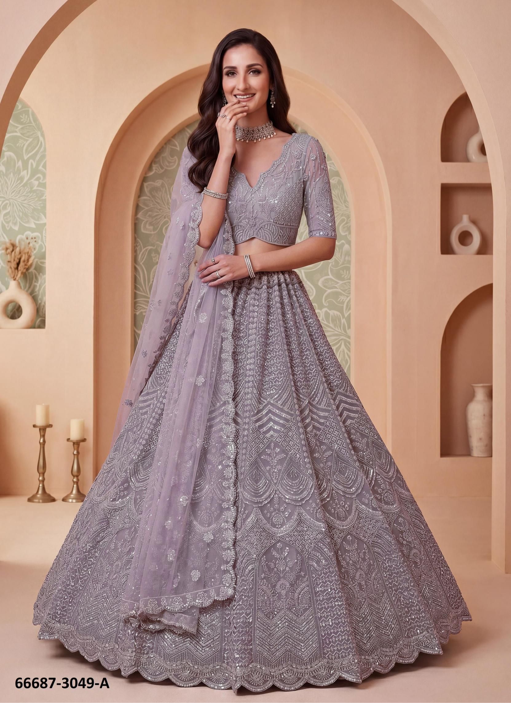 SERIES 3042-3071 - Catalog # 66687 (Set of 18 Semi-Stitched Lehengas)