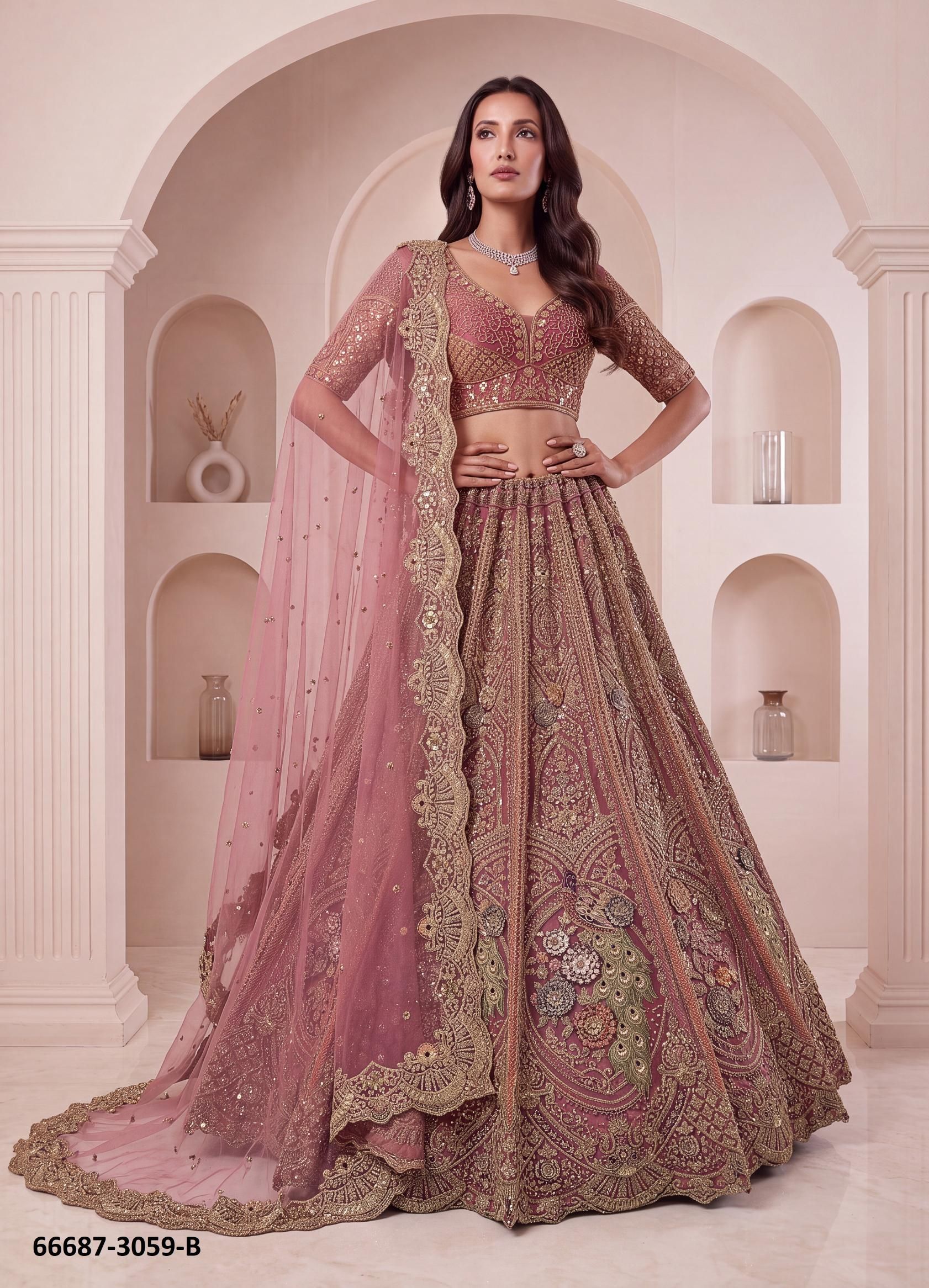 SERIES 3042-3071 - Catalog # 66687 (Set of 18 Semi-Stitched Lehengas)