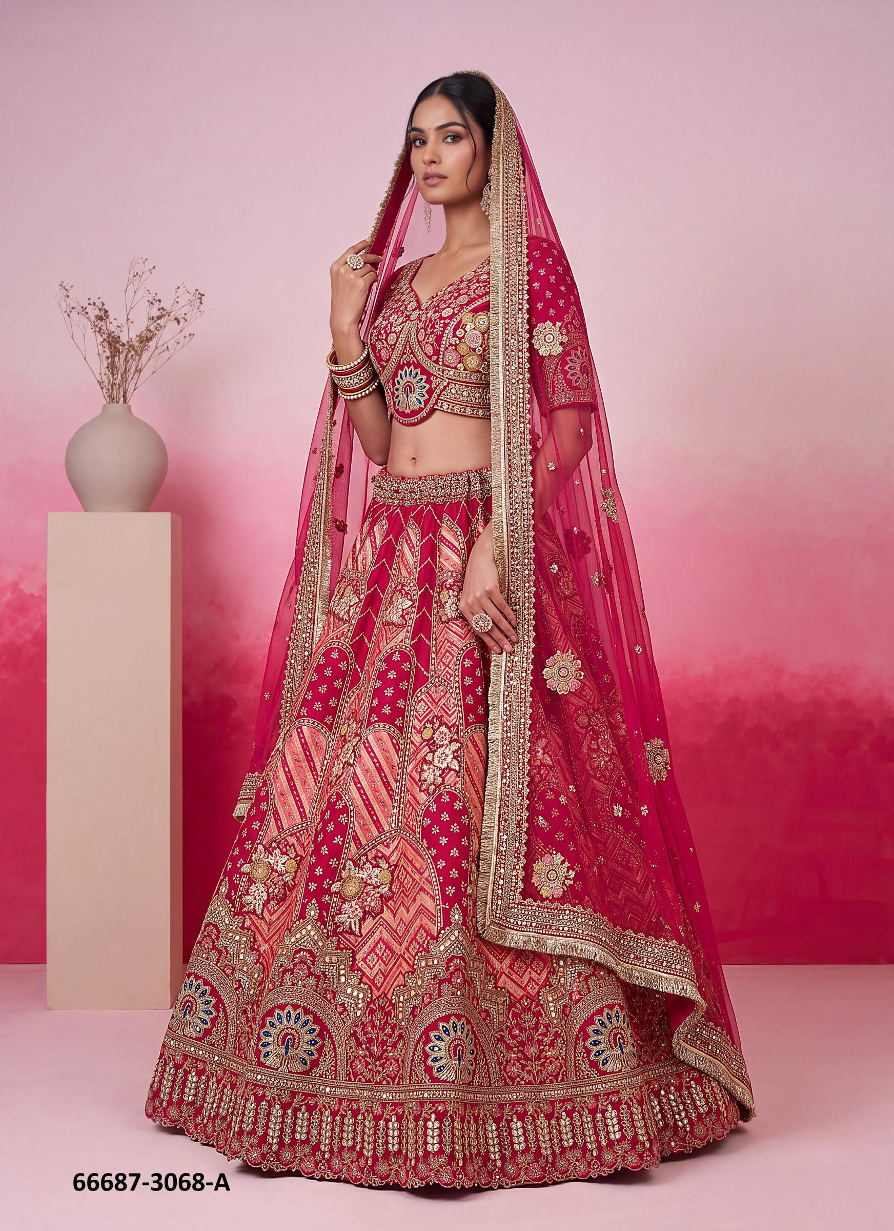 SERIES 3042-3071 - Catalog # 66687 (Set of 18 Semi-Stitched Lehengas)
